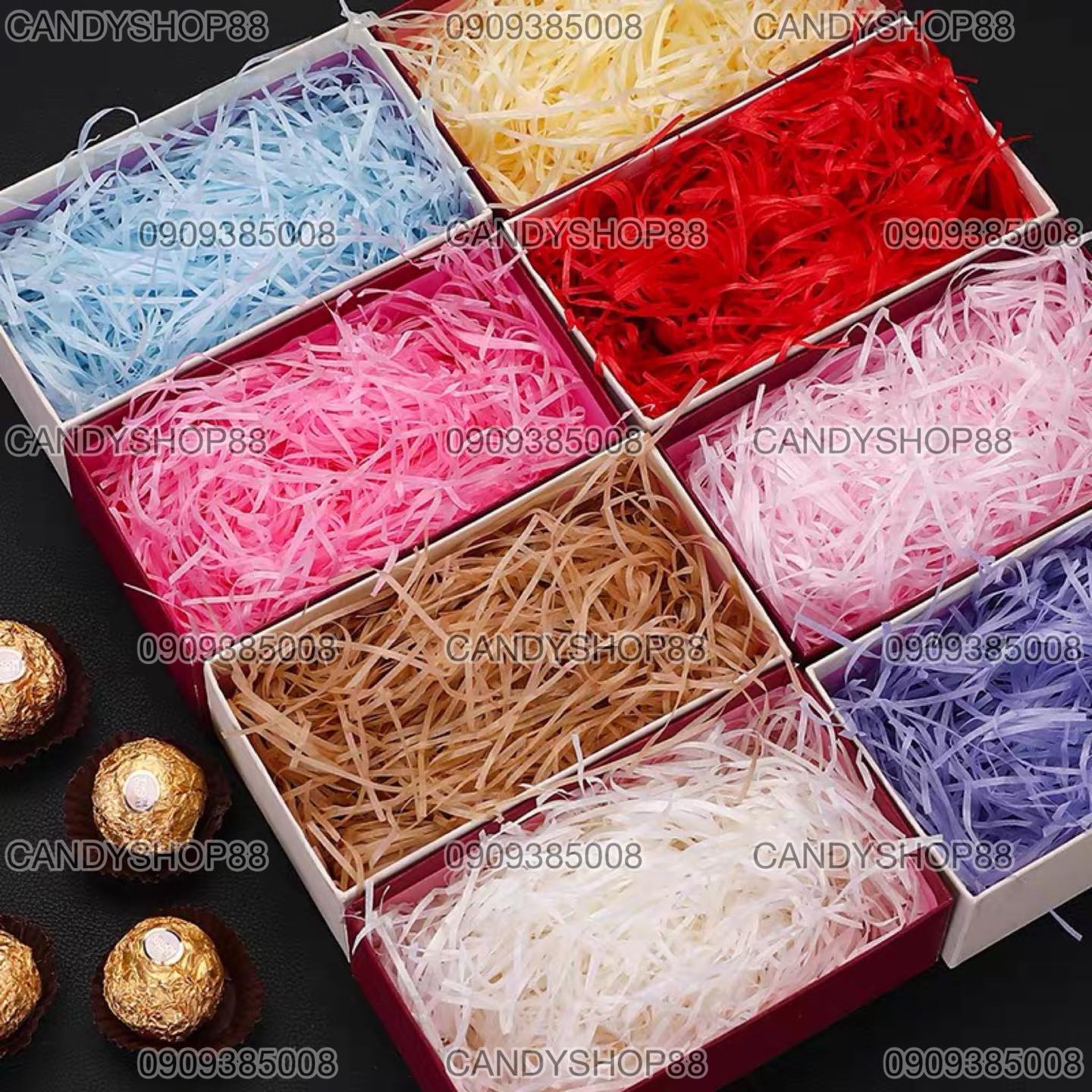 Full bảng màu giấy rơm... - Hộp Quà Hạt Xốp Màu - CandyShop88