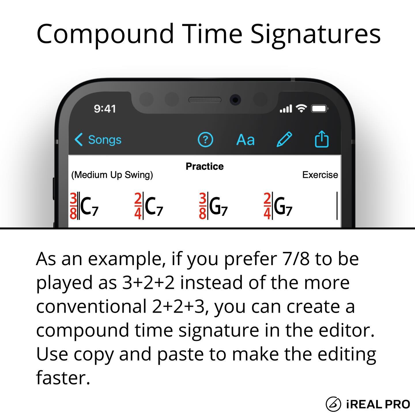 IReal Pro - You can create a compound time signature in... | Facebook