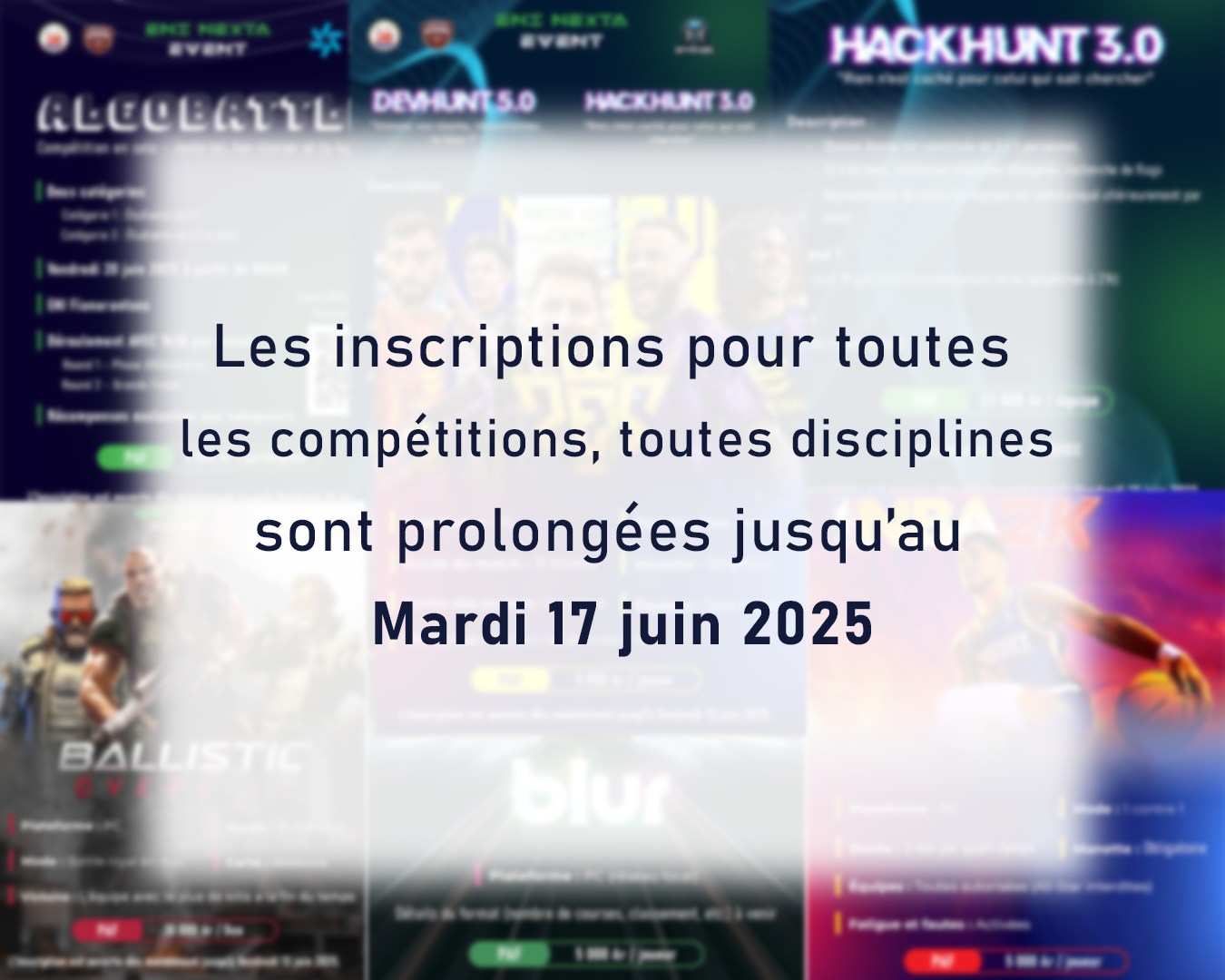 📢 Inscriptions prolongées ! Les inscriptions pour toutes les ...
