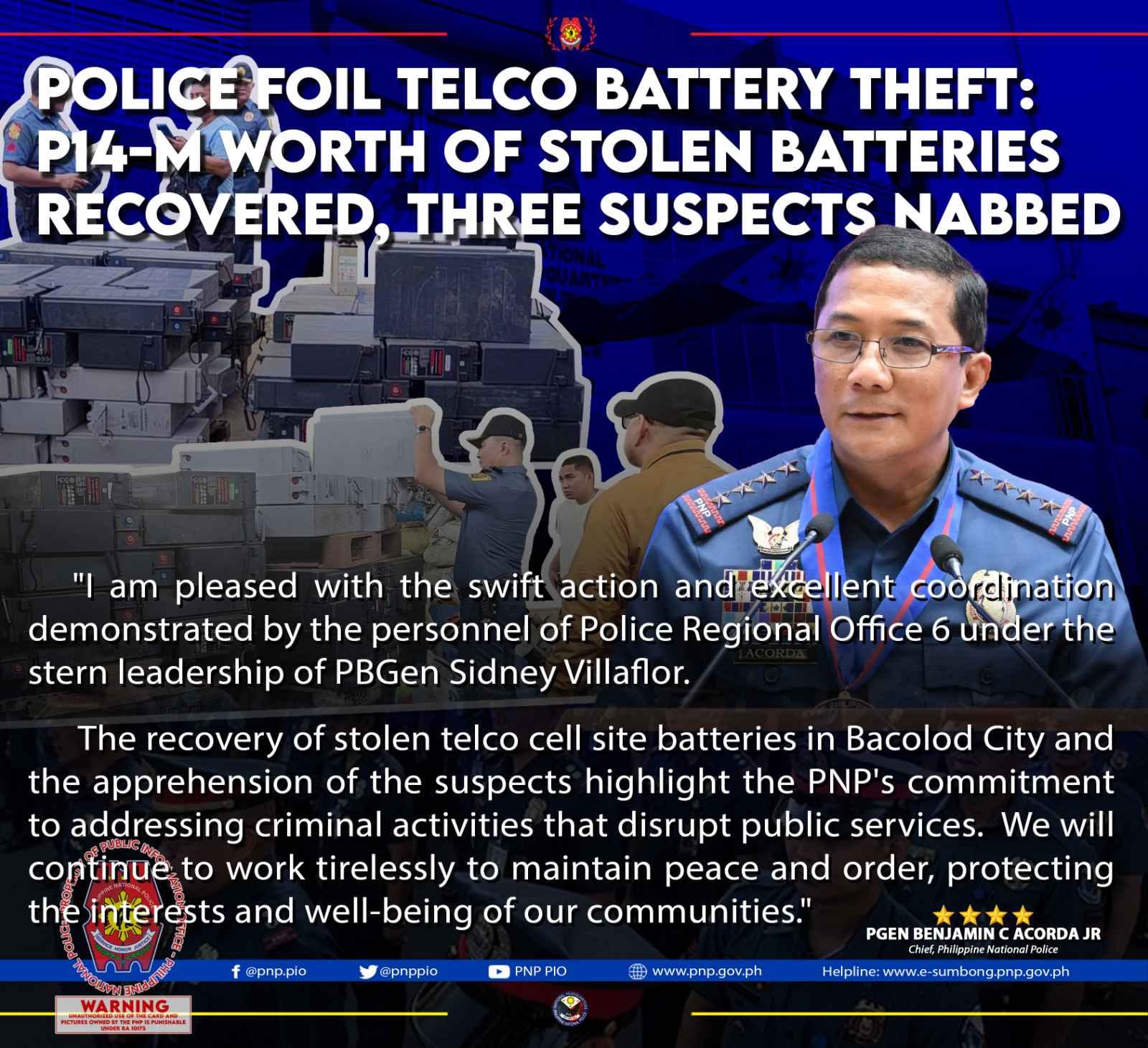 POLICE FOIL TELCO BATTERY... - Philippine National Police | Facebook