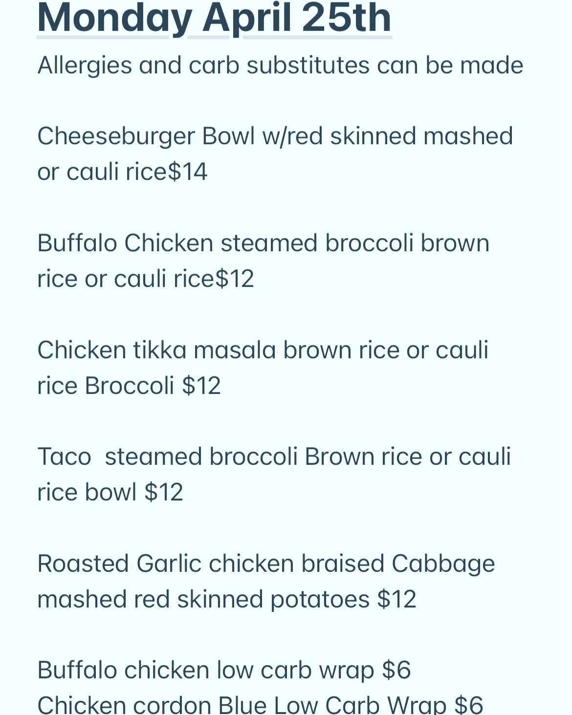 JOY-FULL Meal Prep Menu... - Joys Cooking Classes and More | Facebook