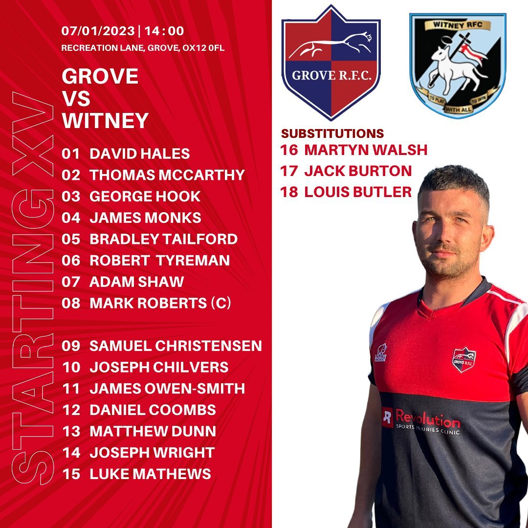 Grove RFC - TEAM SHEETS Here are your Grove teams for... | Facebook