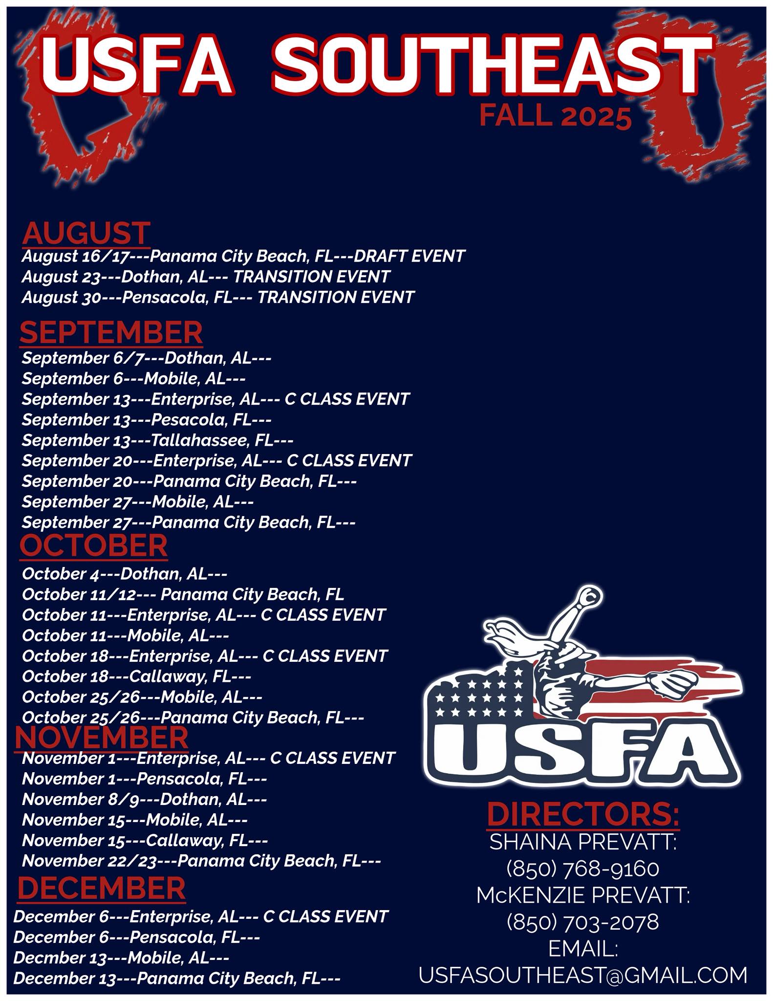 USFA - 🚨USFA Southeast 2025 Fall Schedule 🚨 | Facebook
