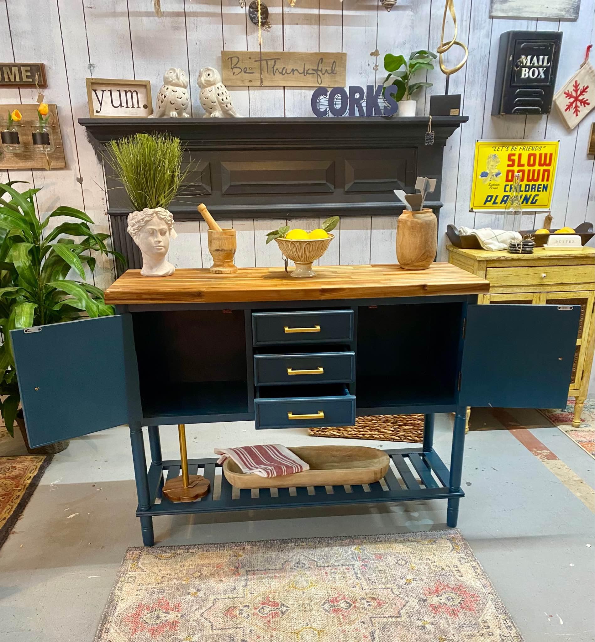 MUST GO BY SATURDAY! Kitchen Island w/ Solid Acacia Butcher Block Top
