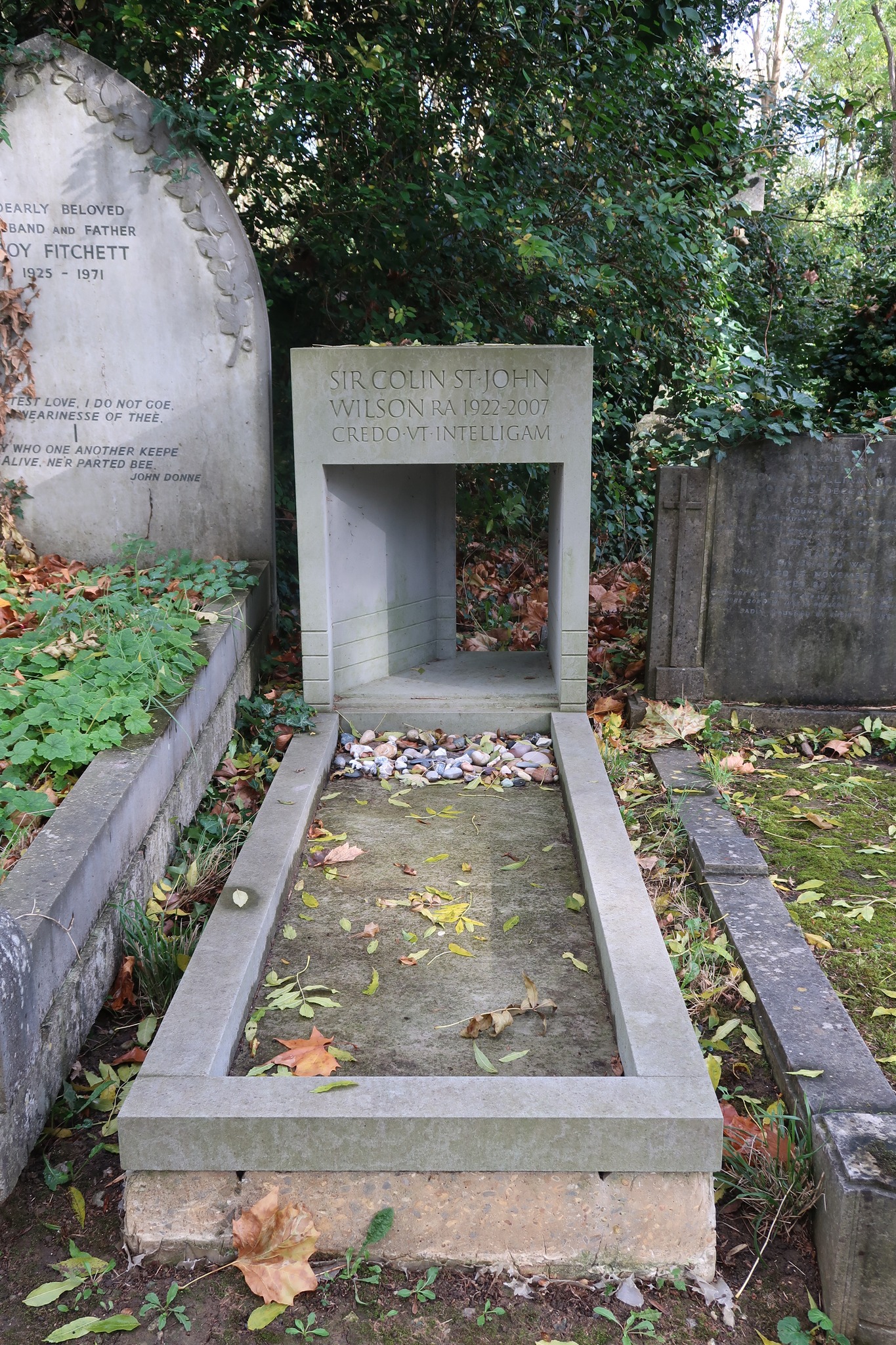 Grave of Sir Colin St John Wilson (1922-2007), British architect 