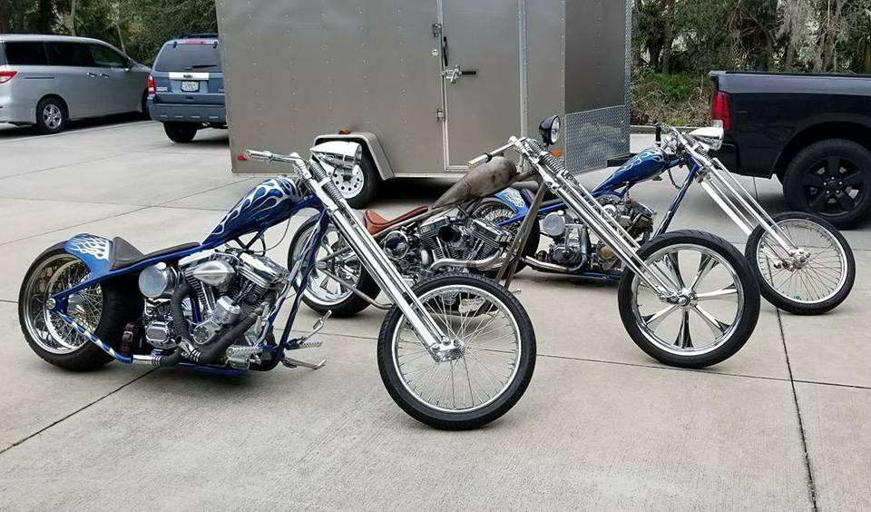 Danny's Coffin Chopper is in the bike shop getting checked out so