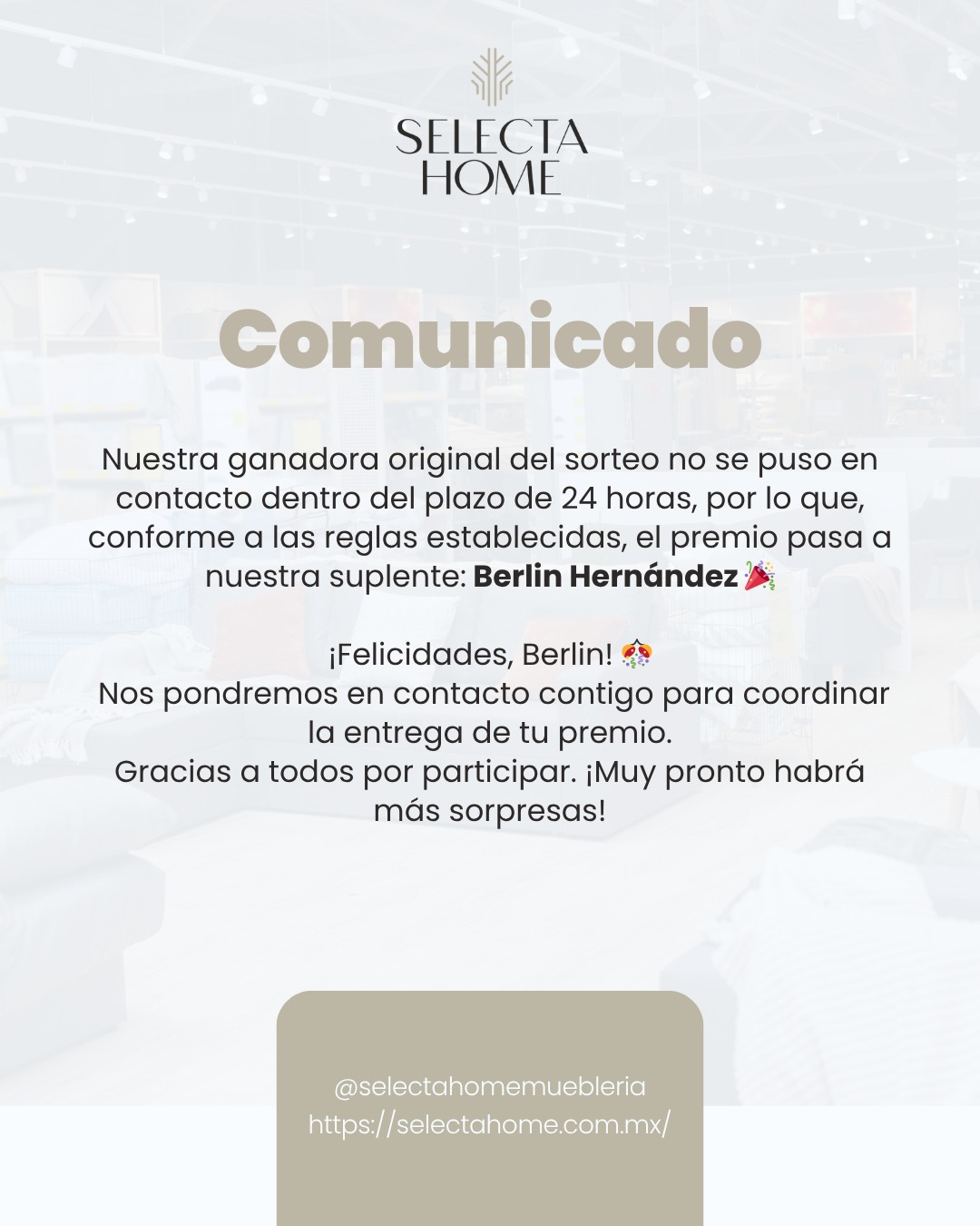 Selecta - 📣 Comunicado importante 📣 Nuestra ganadora original no ...