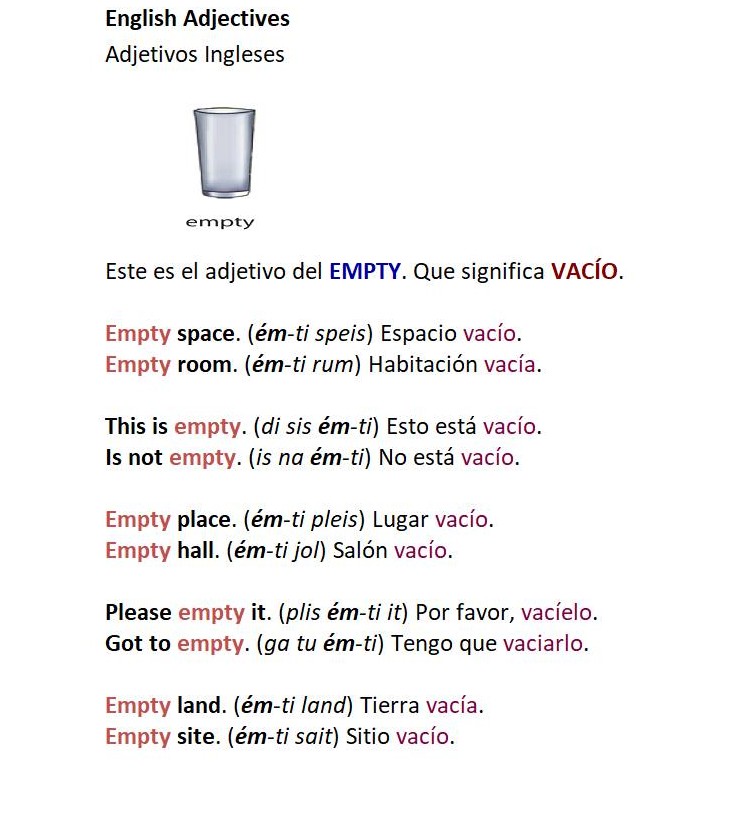 Aprendiendo - Este es el English Adjectives para hoy. Pues van con el ...