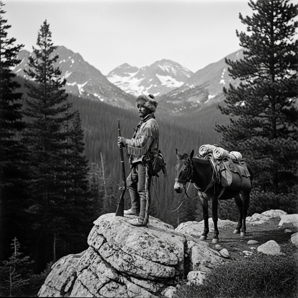 Mountain men living off the land in America's wilderness
