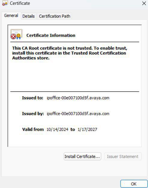AVAYA | hello anyone can help me, for this certificate showing valid ...