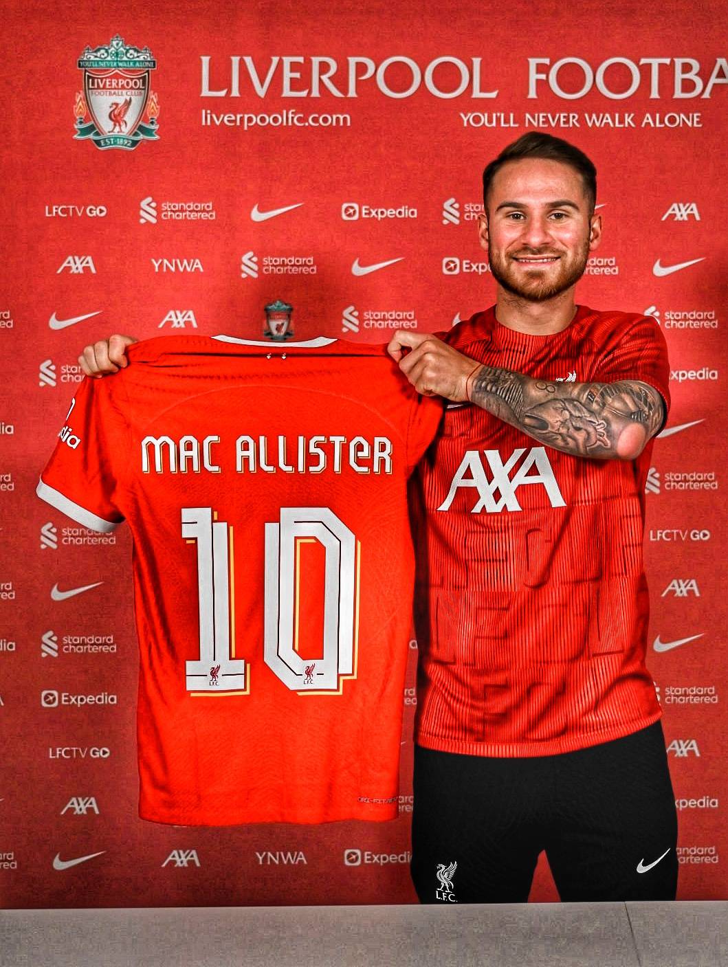 Alexis Mac Allister joins Liverpool with number 10 shirt