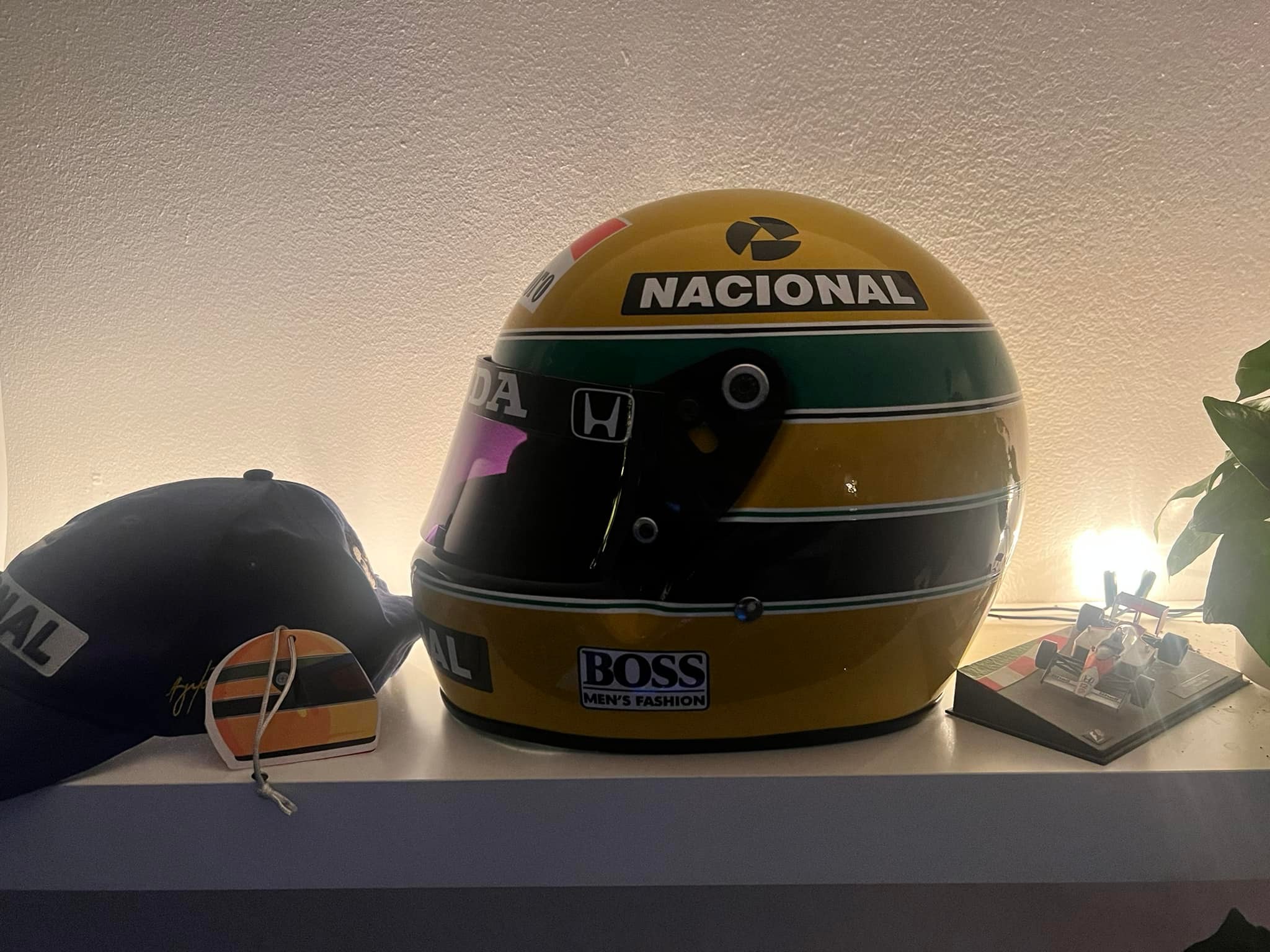 Ayrton and his Helmets, with Marlboro logos