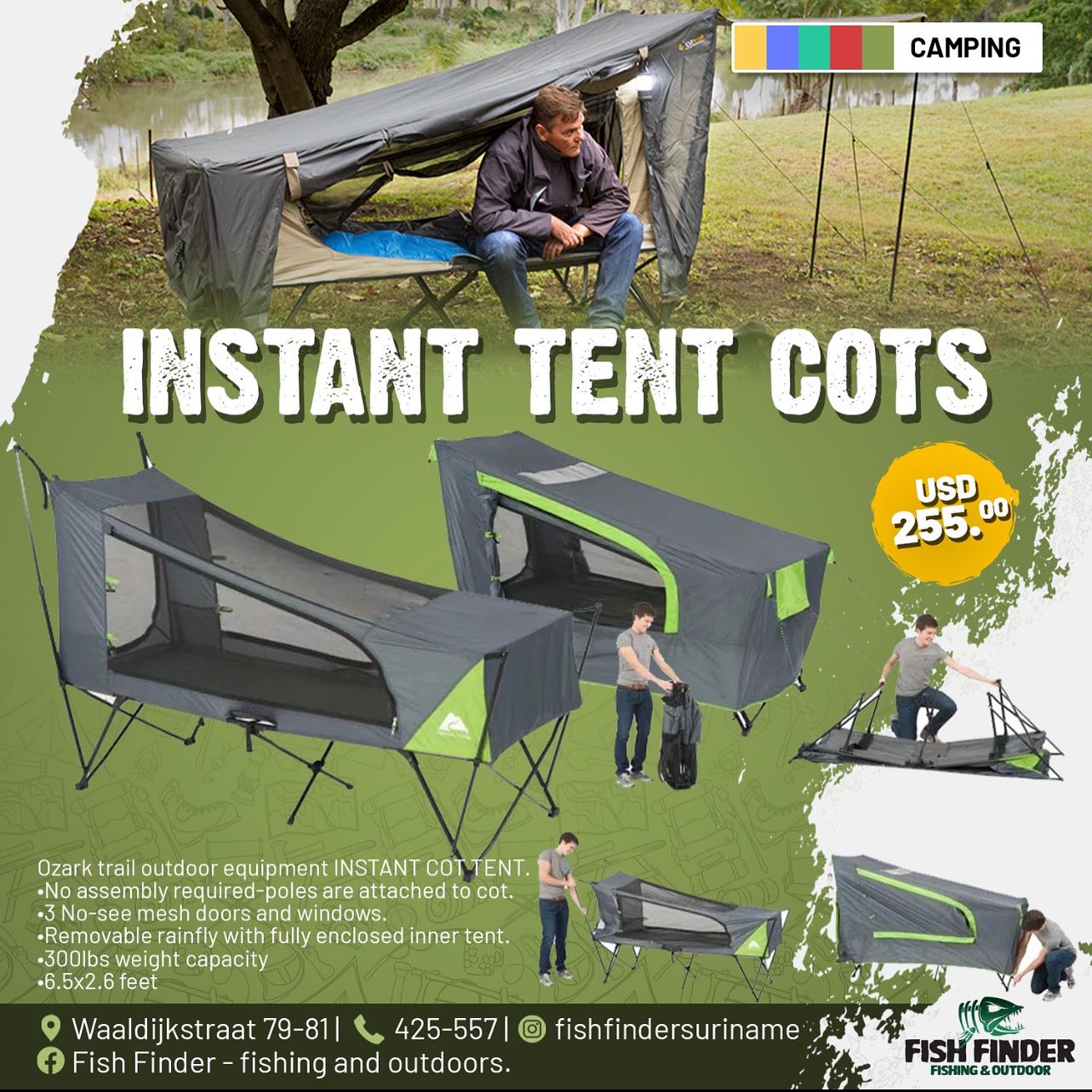 Fish - ‼️BACK IN STOCK‼️Ozark trail outdoor equipment INSTANT COT TENT ...