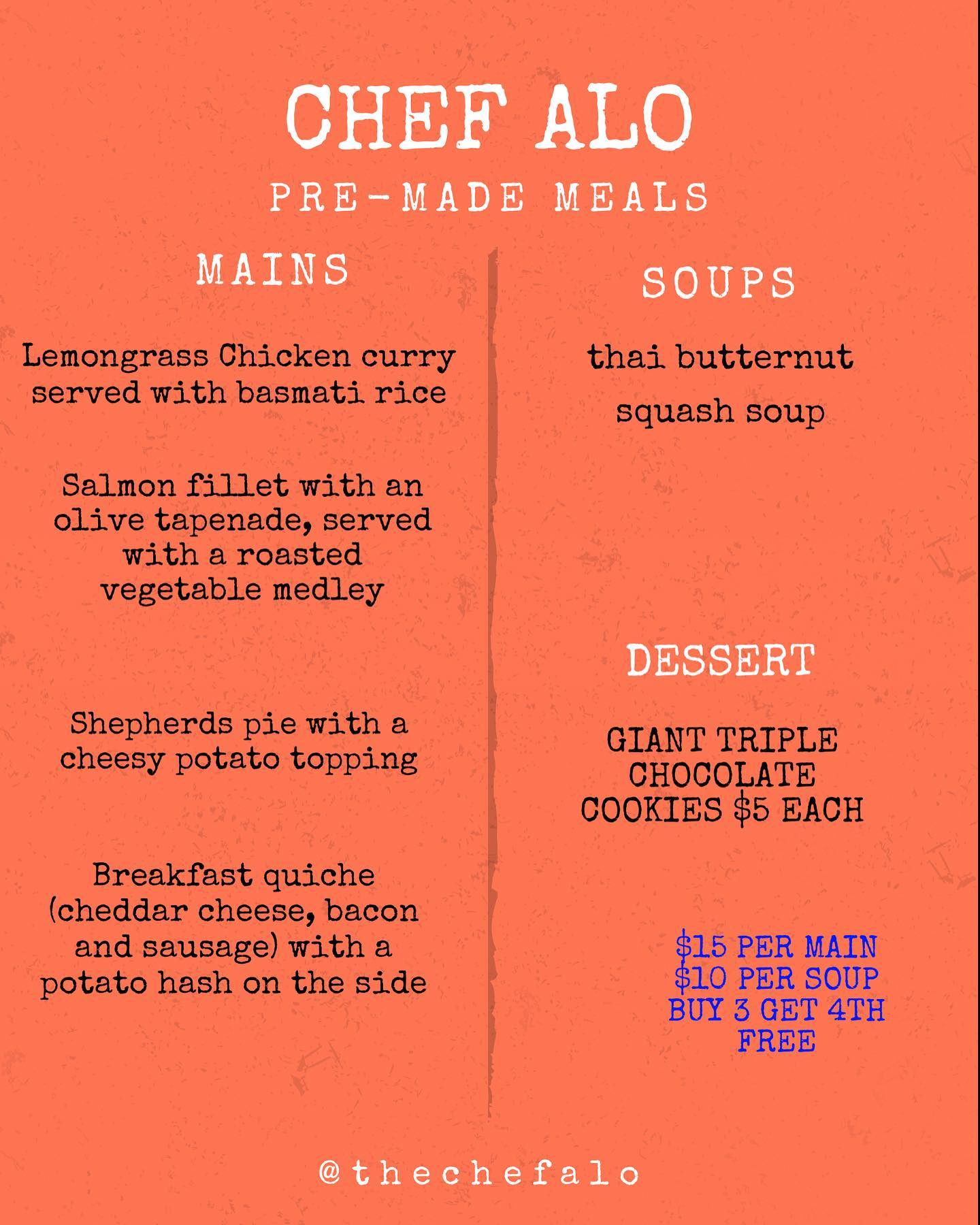 Chef Alo - Happy Wednesday fam! Here’s the new pre made...