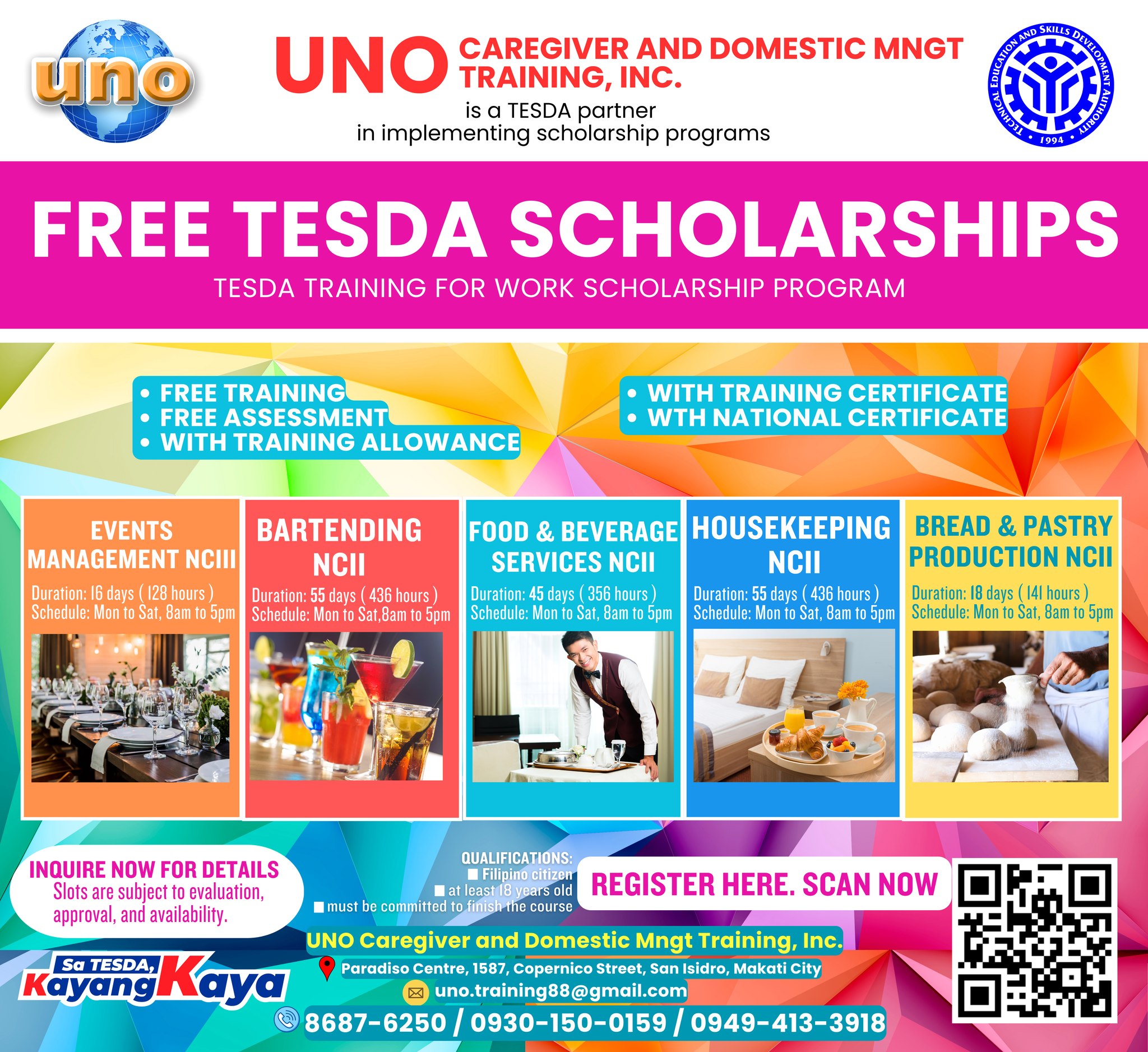 UNO - Be a TESDA Scholar. We are now accepting applications for ...