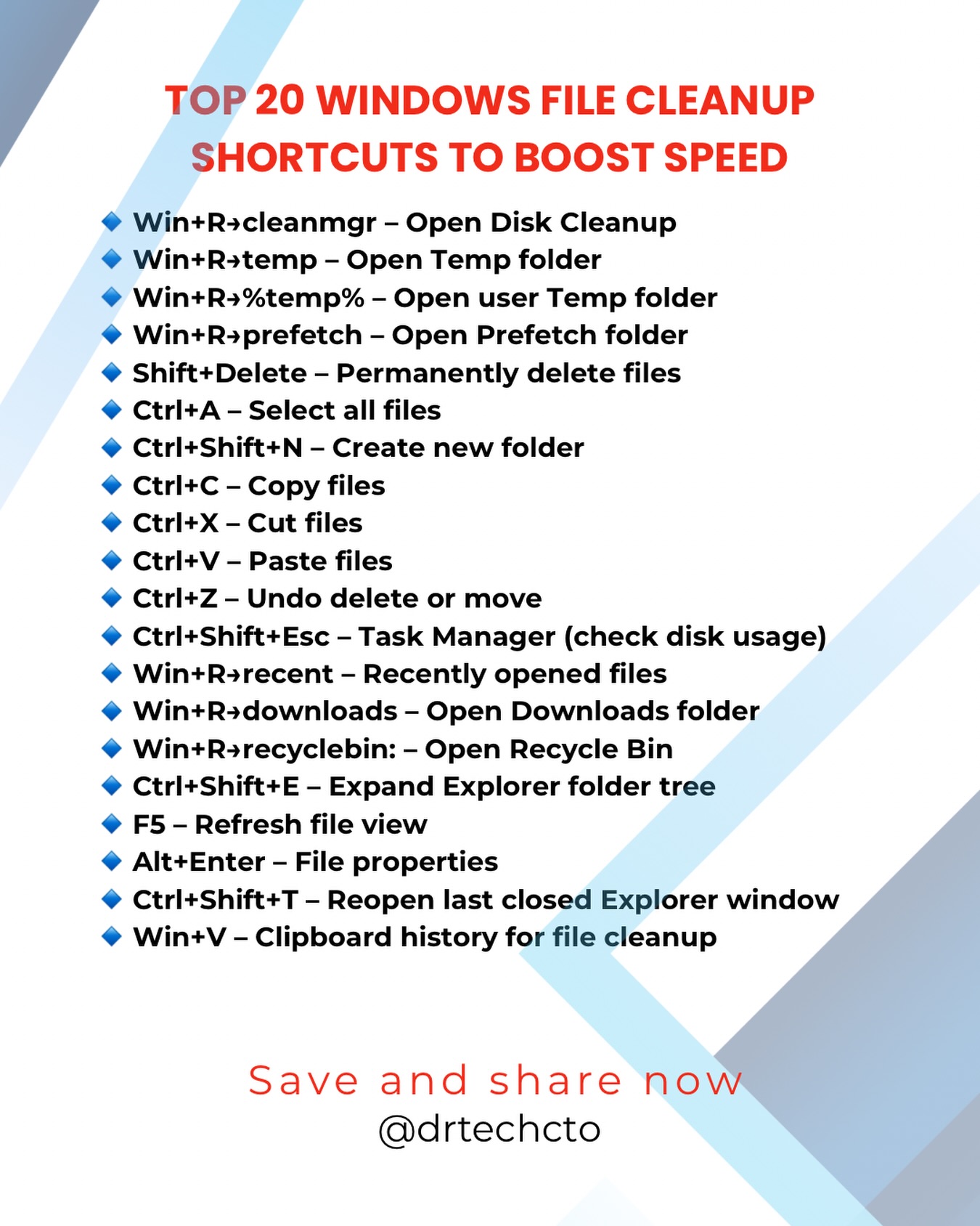 Techoilyas - Top 20 Windows File Cleanup Shortcuts to Boost Speed | # ...