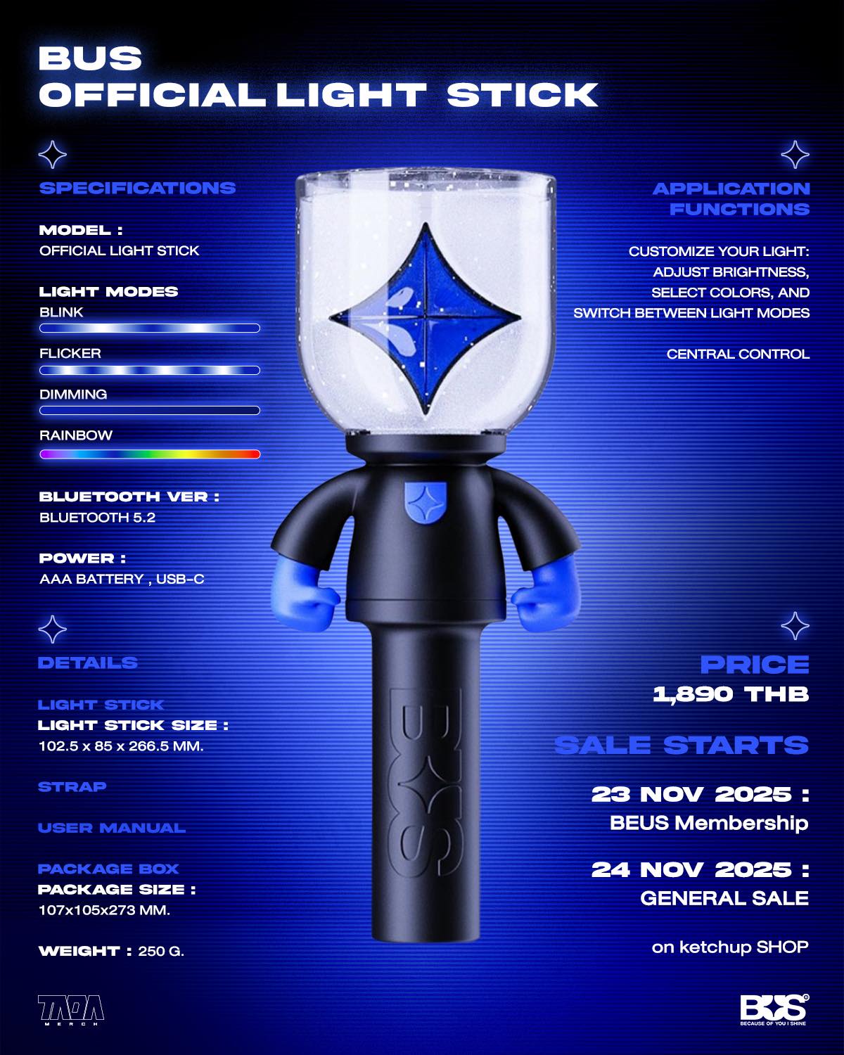 BUS OFFICIAL LIGHT STICK — 'BOB' แท่งไฟ #BUSbecauseofyouishine