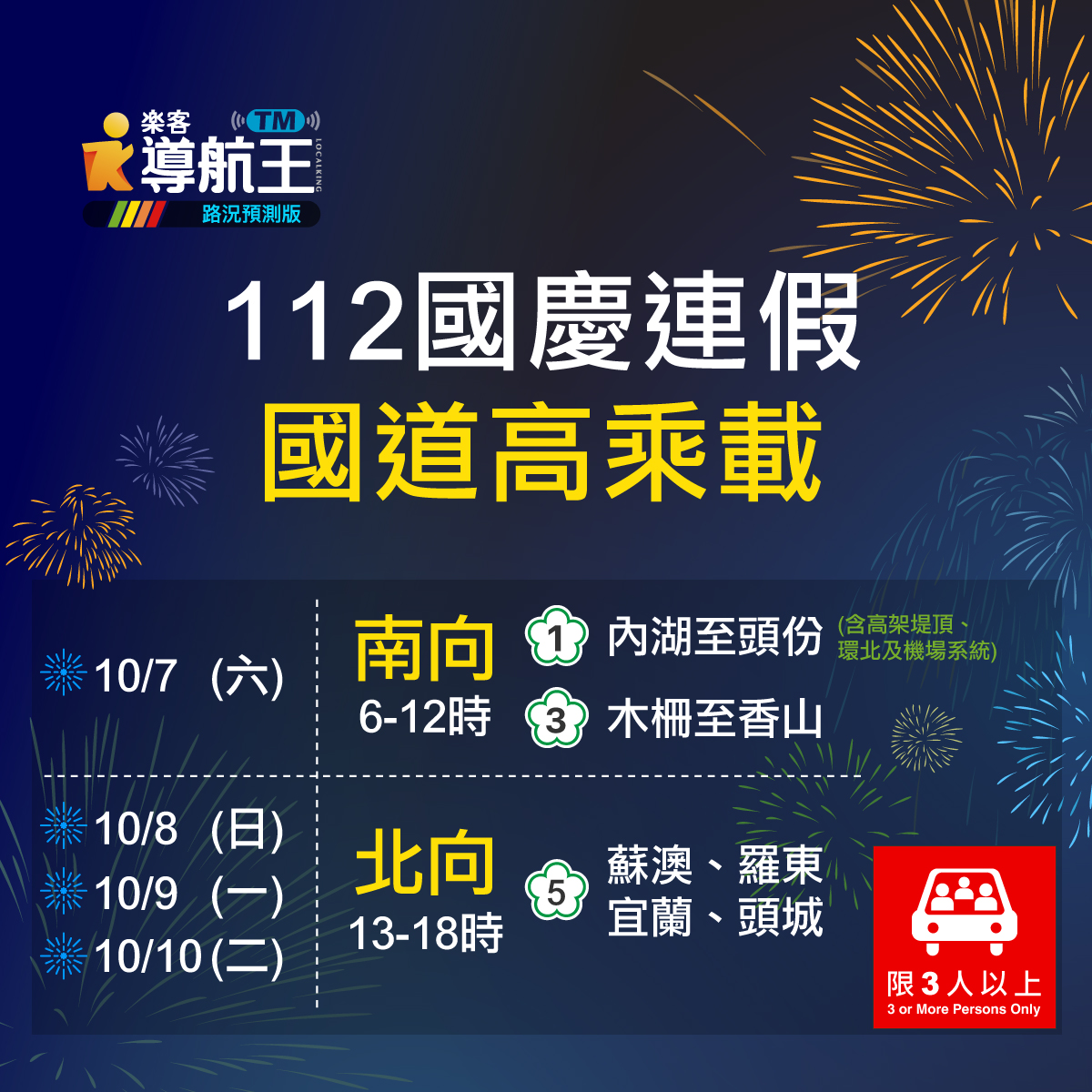 導航王 NaviKing - #導航王 #路況 #國慶連假 【導航王 X #國慶】 👆 台北看光雕 🤟🤟... | Facebook