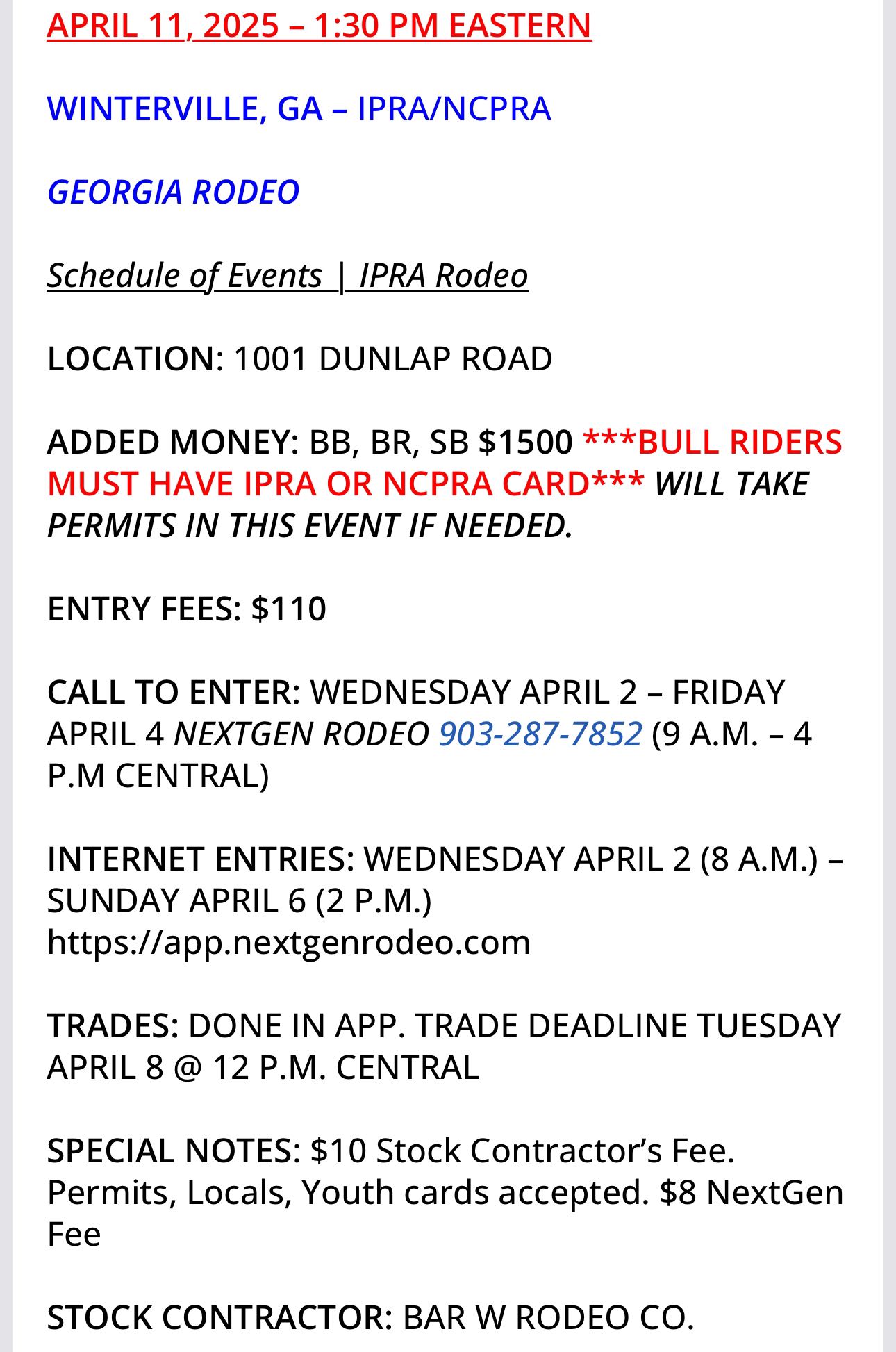 Bar W Rodeo Company | Hayesville NC