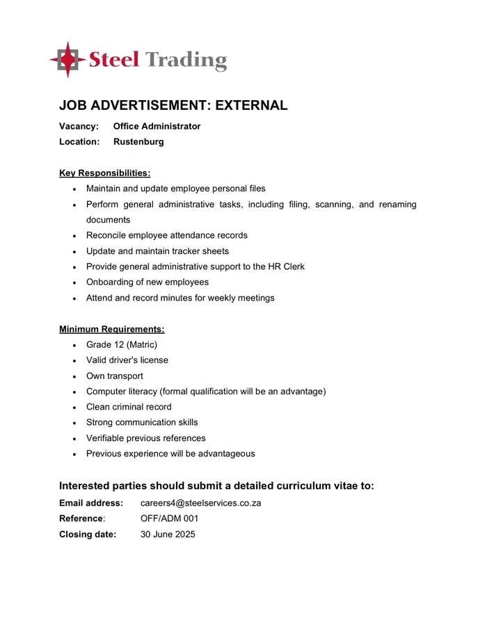 Rustenburg Vacancies With Kidahz | Rustenburg