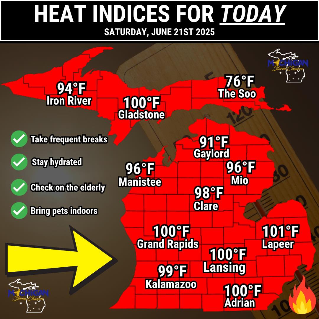 Michigan - The first day of summer is coming in HOT. Heat indices in ...