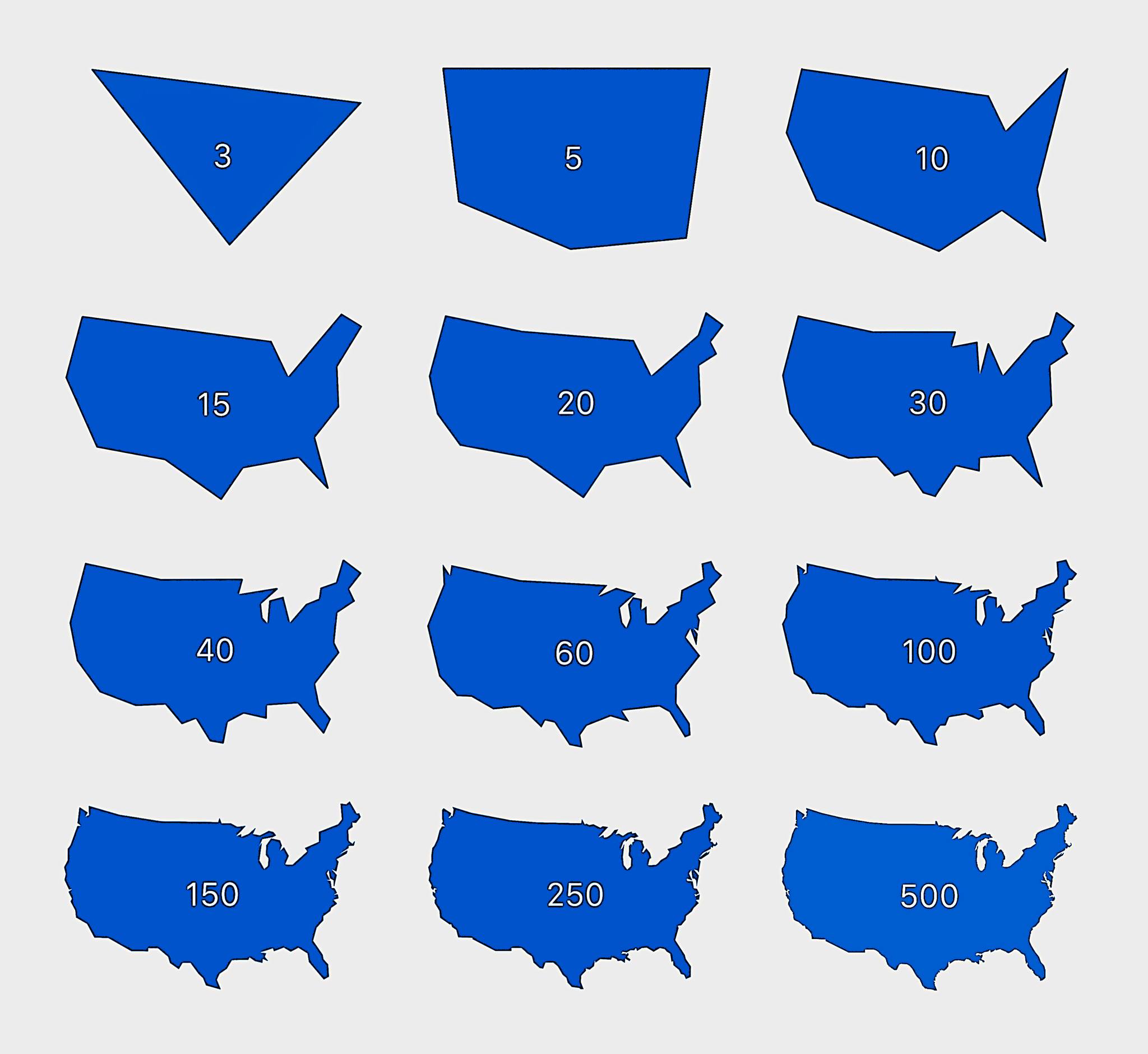 Terrible Maps - The U.S. map with between 3 and 500 edges | Facebook