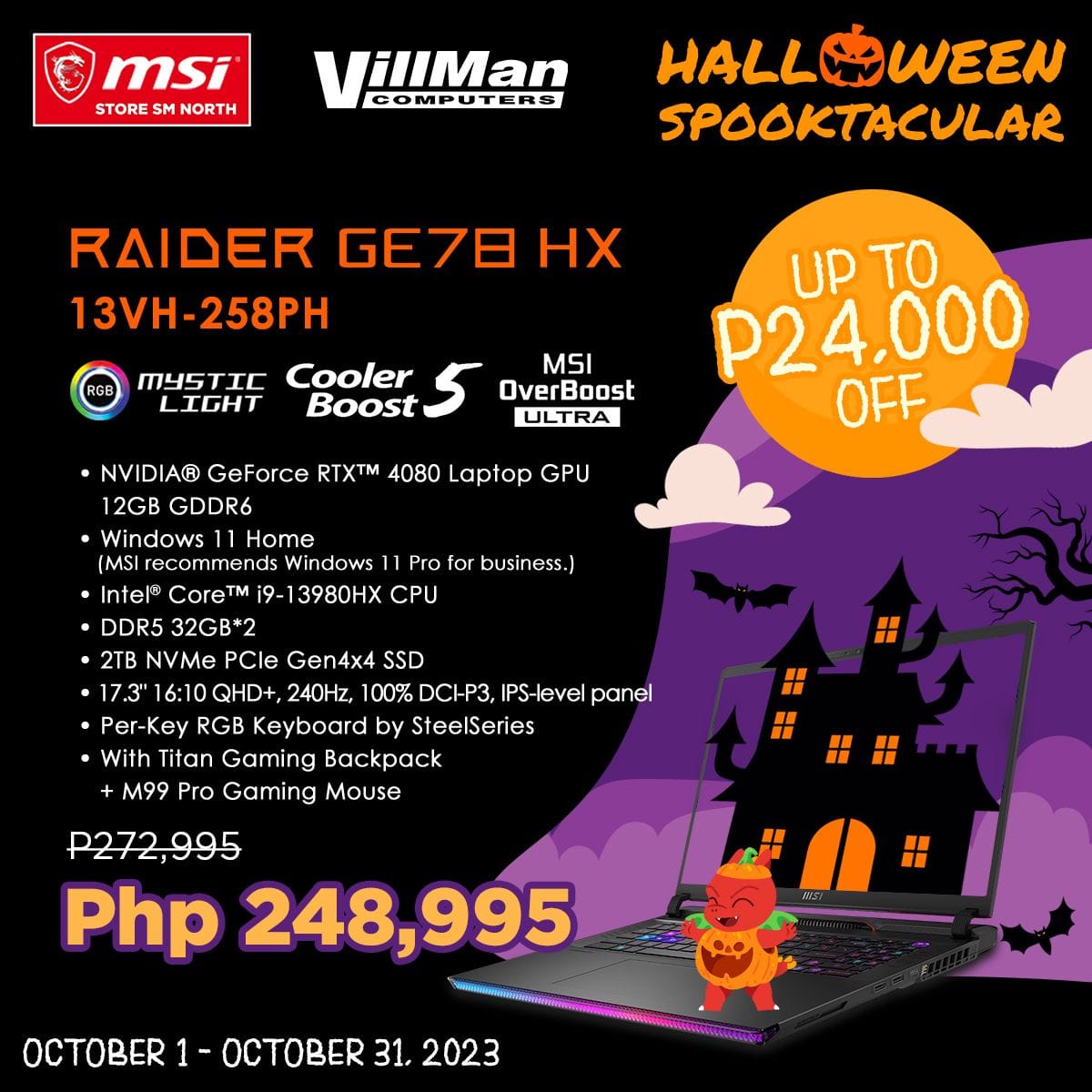 VillMan - The Raider GE78 HX 13V comes with up to Intel i9-13980HX CPU ...