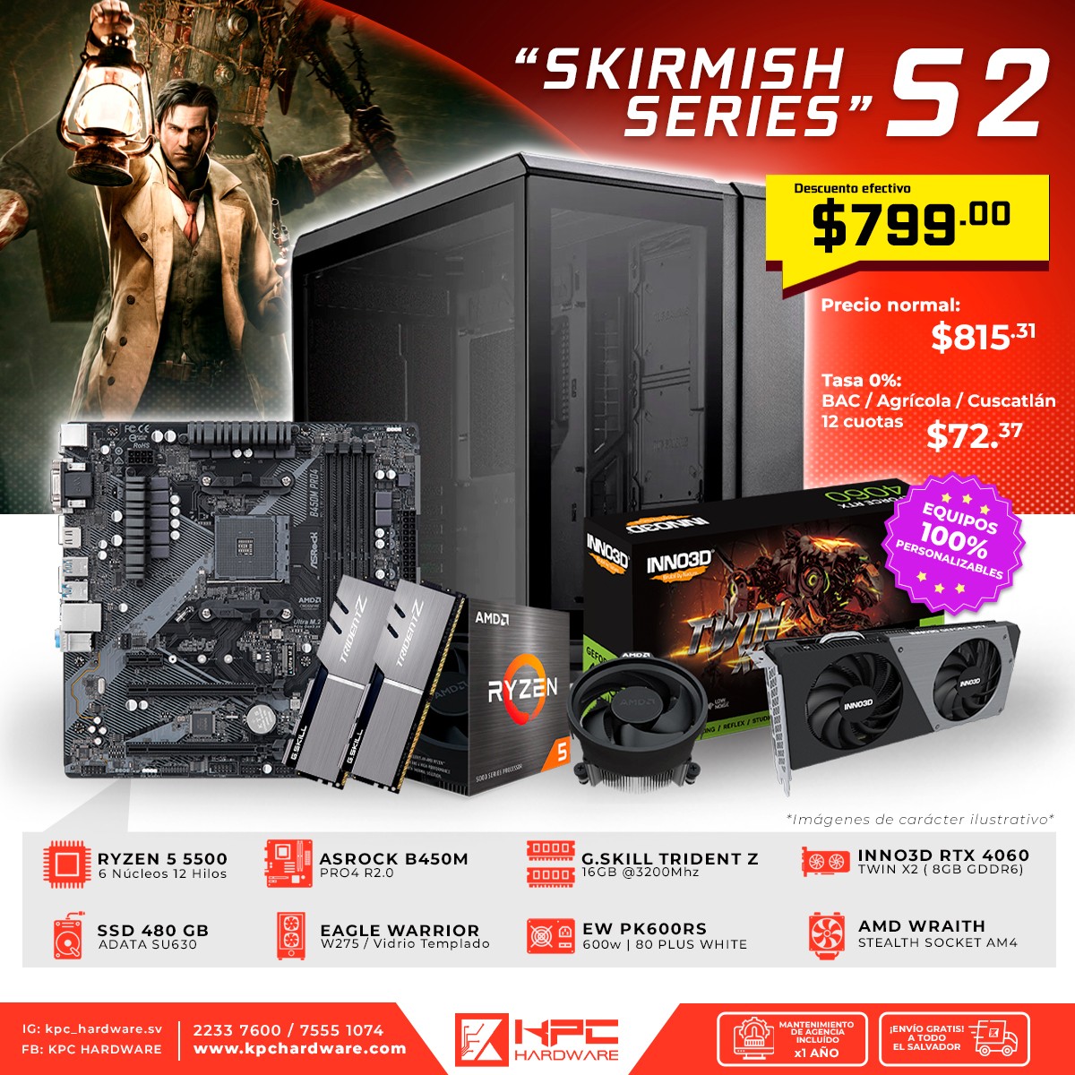 KPC - SKIRMISH SERIES S2 💥PROCESADOR: AMD RYZEN 5 5500 6 núcleos 12 ...