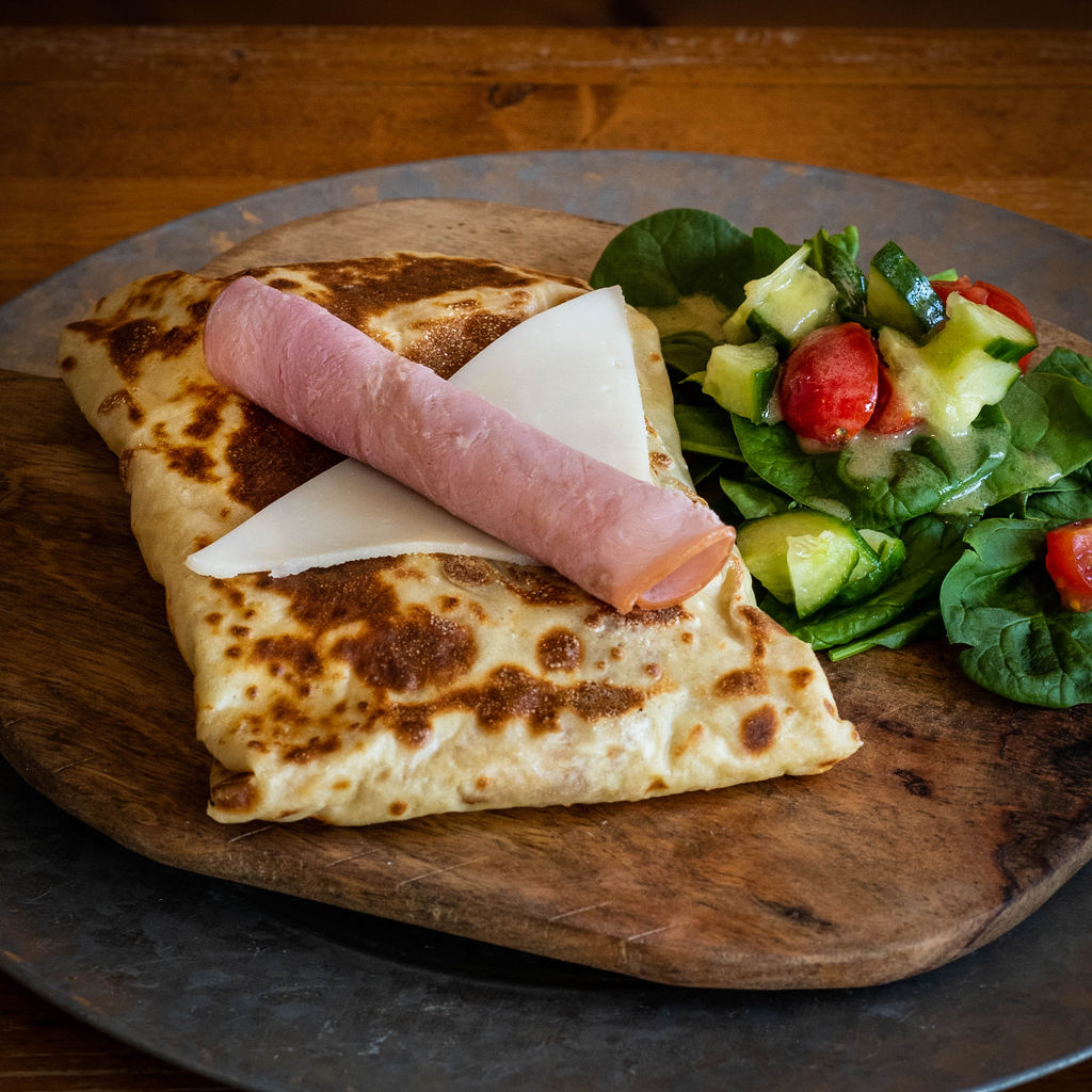 The Swiss Alps!🏔️ This savory crepe (or waffle!) comes loaded