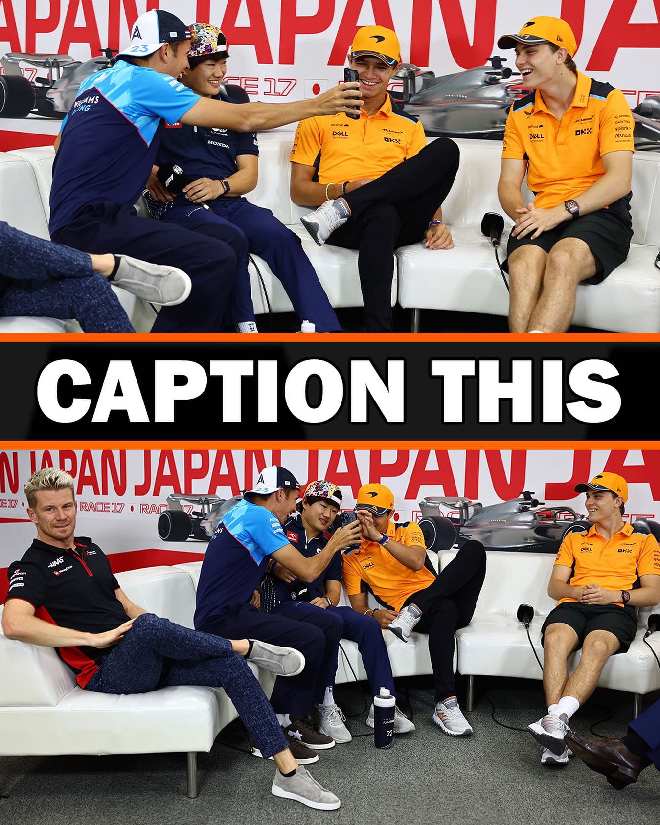 WTF1 - What is Alex showing Yuki, Lando, and Oscar on his... | Facebook