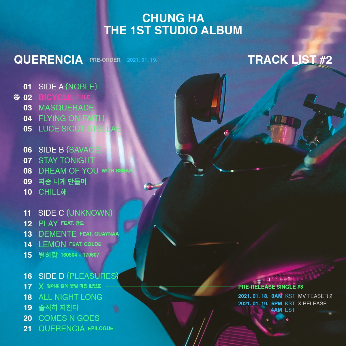 CHUNG HA The 1st Studio Album [ Querencia ] Track List 2 #청하