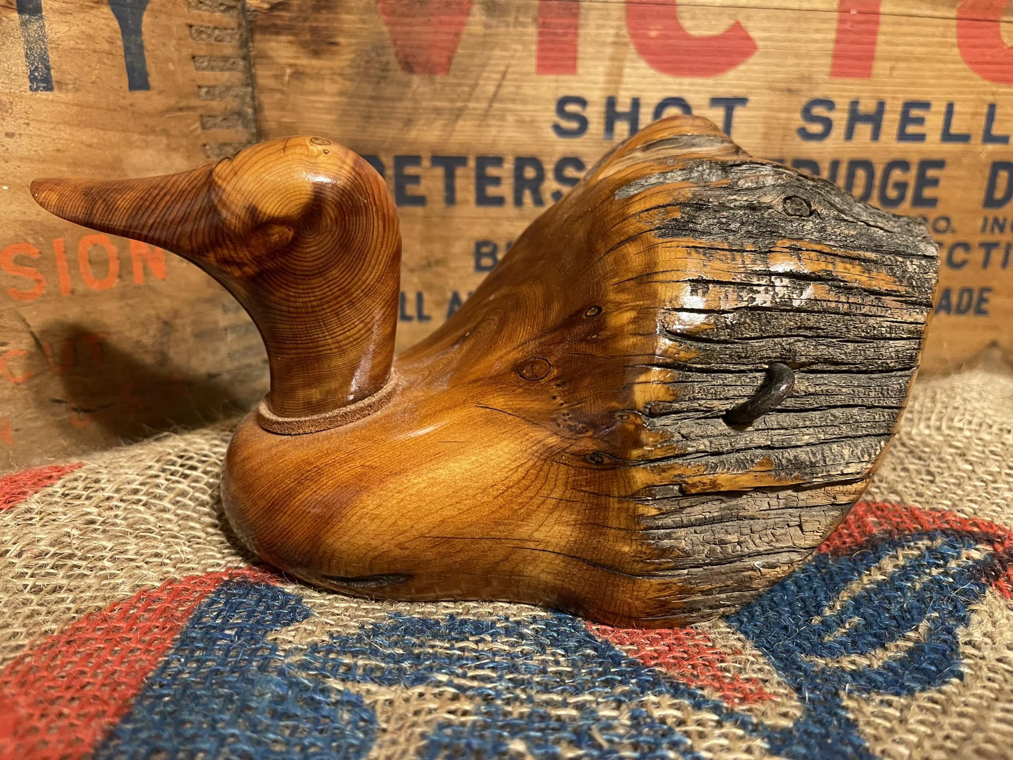 Hand-carved tupelo wood redhead hen decoy