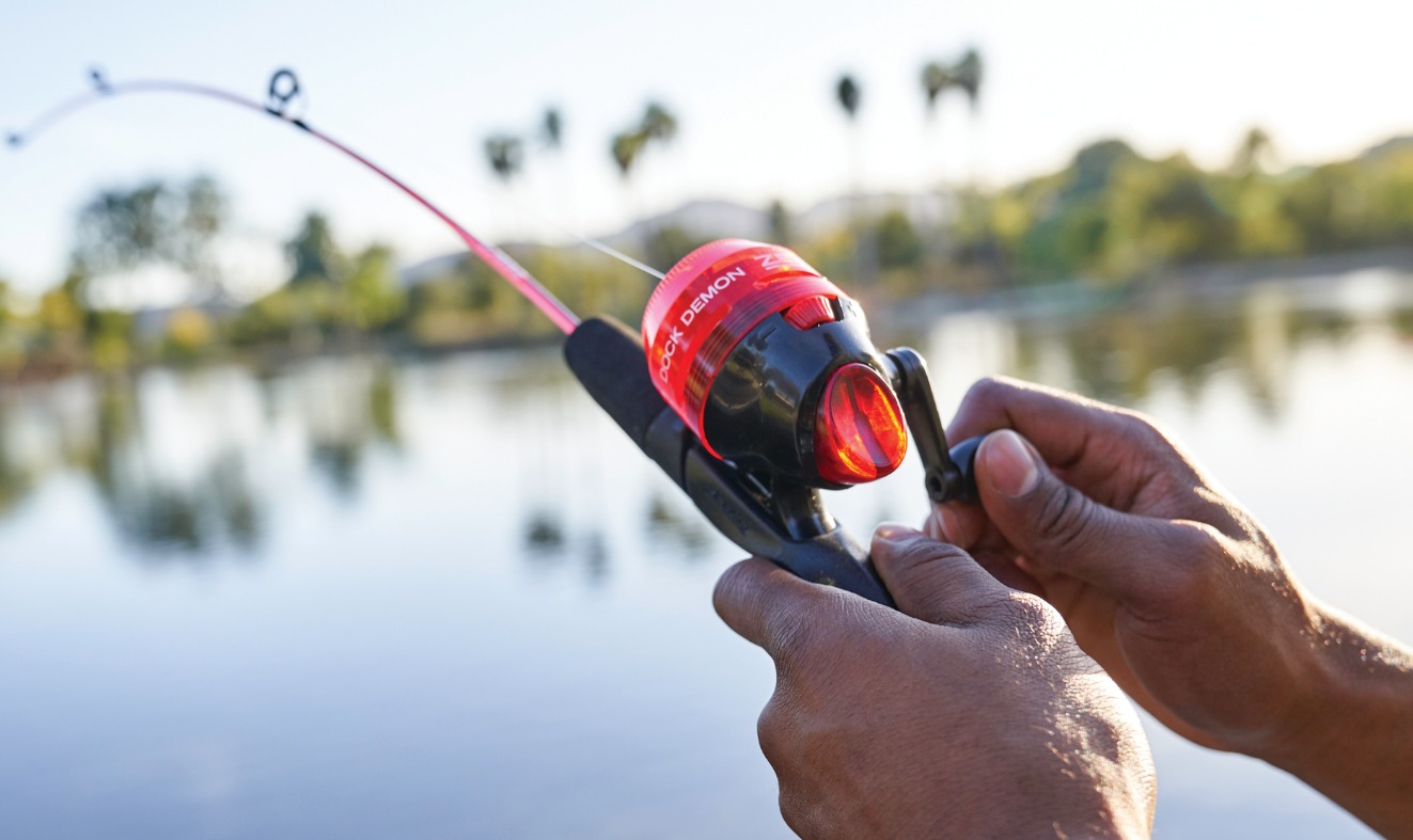 dock demon fishing pole Zebco Spincast Rod & Reel Combo Super Tough 6pcs 301 The push Havent been able to catch