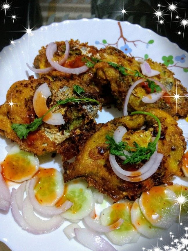 Swati - #Stuffed_ #pomfret_ #fry😊 #upokoron-- Pomfret mach 4 piece,side ...
