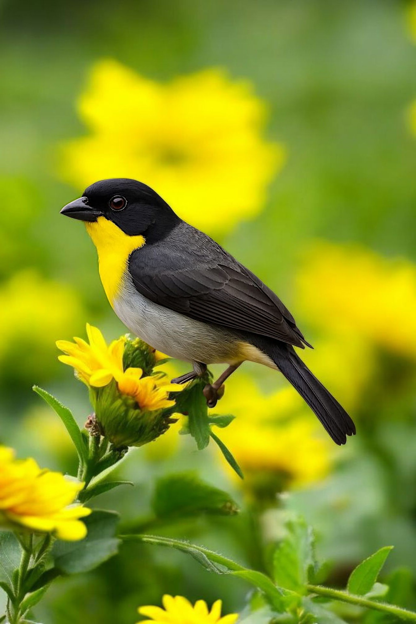digital - White-naped brushfinch 🤍💛🖤 The white-naped brushfinch ...