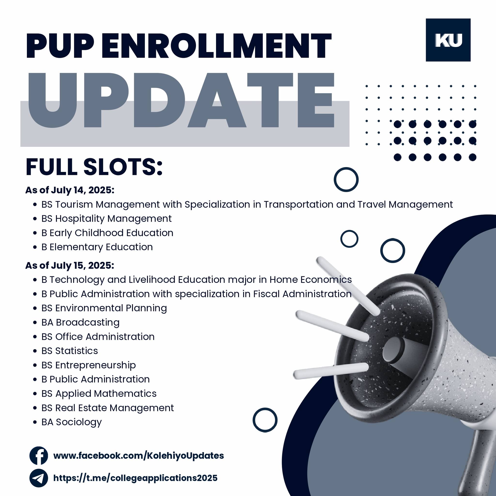 Kolehiyo - PUP ENROLLMENT UPDATE! ‼️ TEN (10) new programs have reached ...