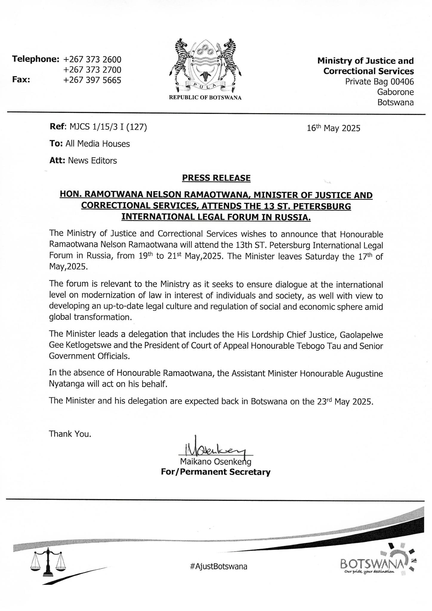 HON.... - Ministry of Justice and Correctional Services, bw | Facebook