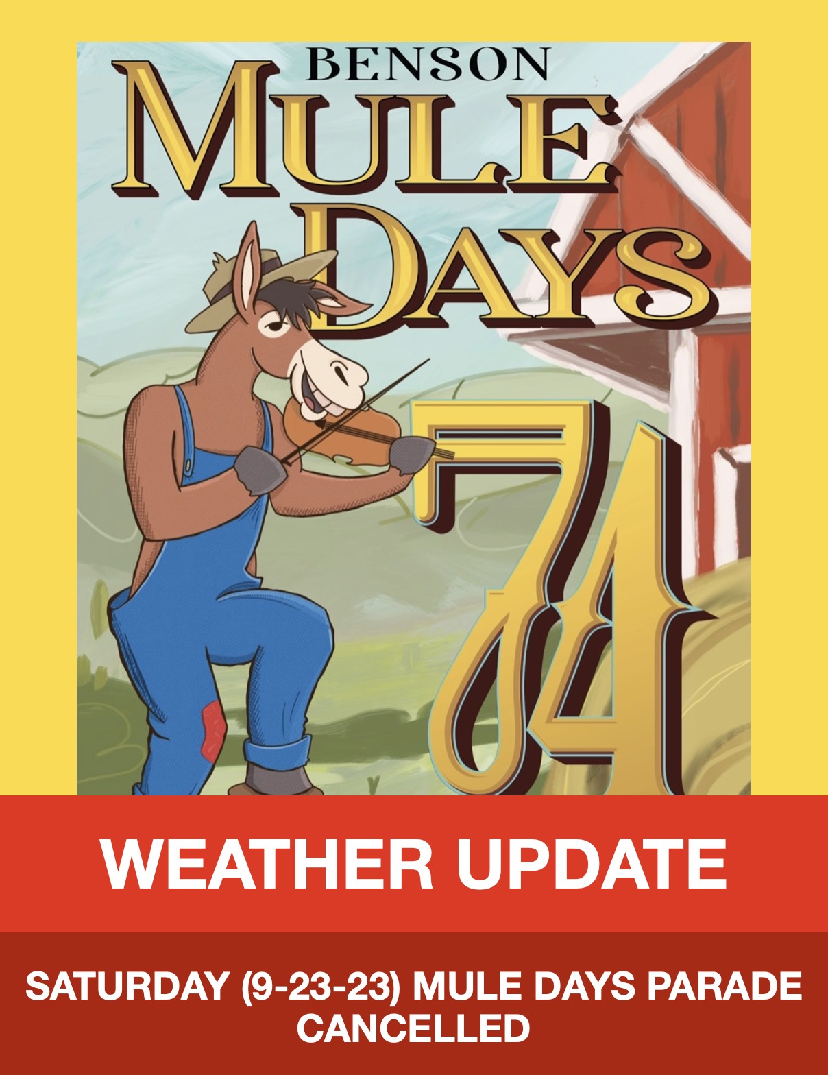 ☔️ MULE DAYS WEATHER UPDATE: Due to... - Benson Mule Days | Facebook