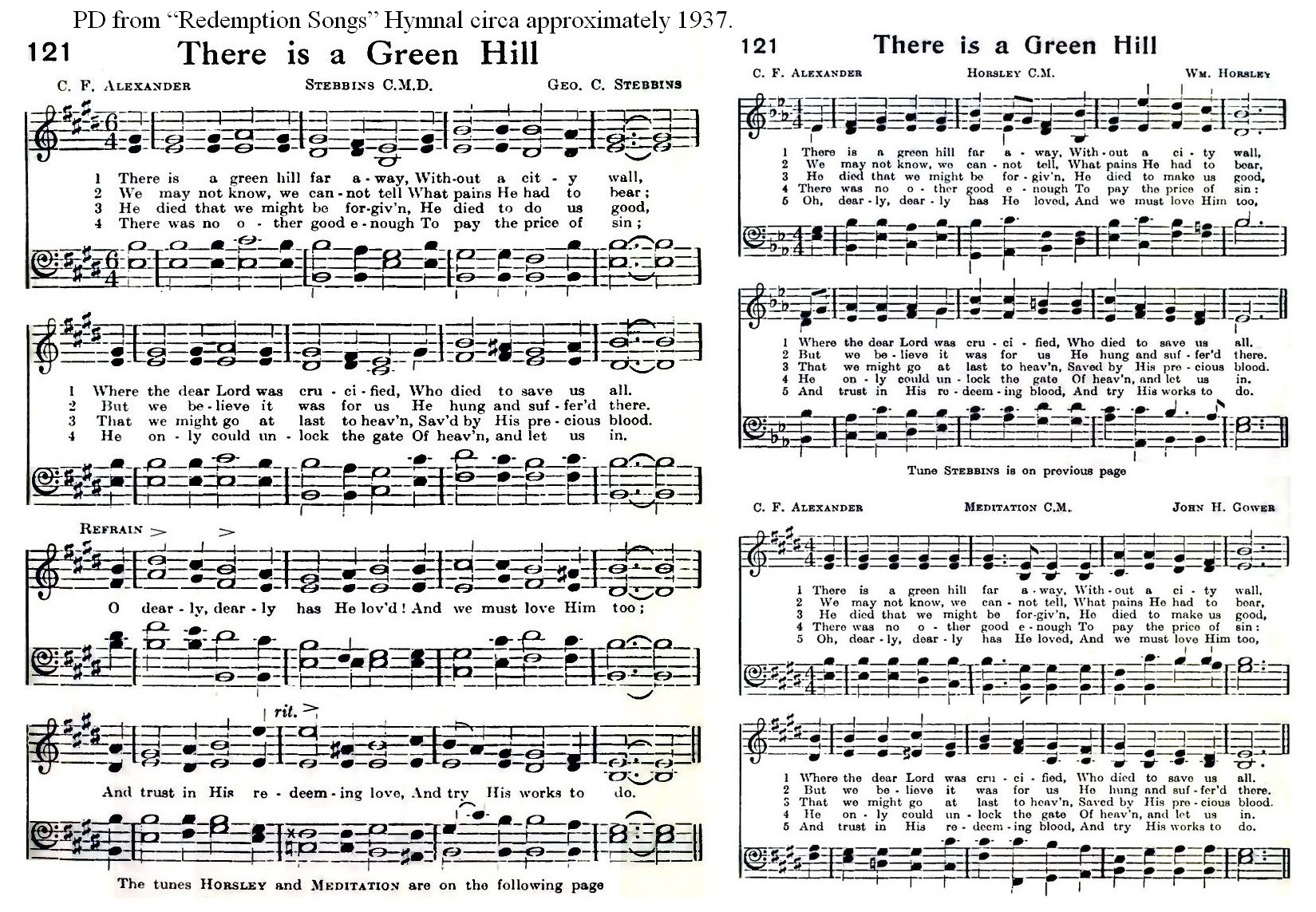 Public domain music sheets for great hymns and songs of faith