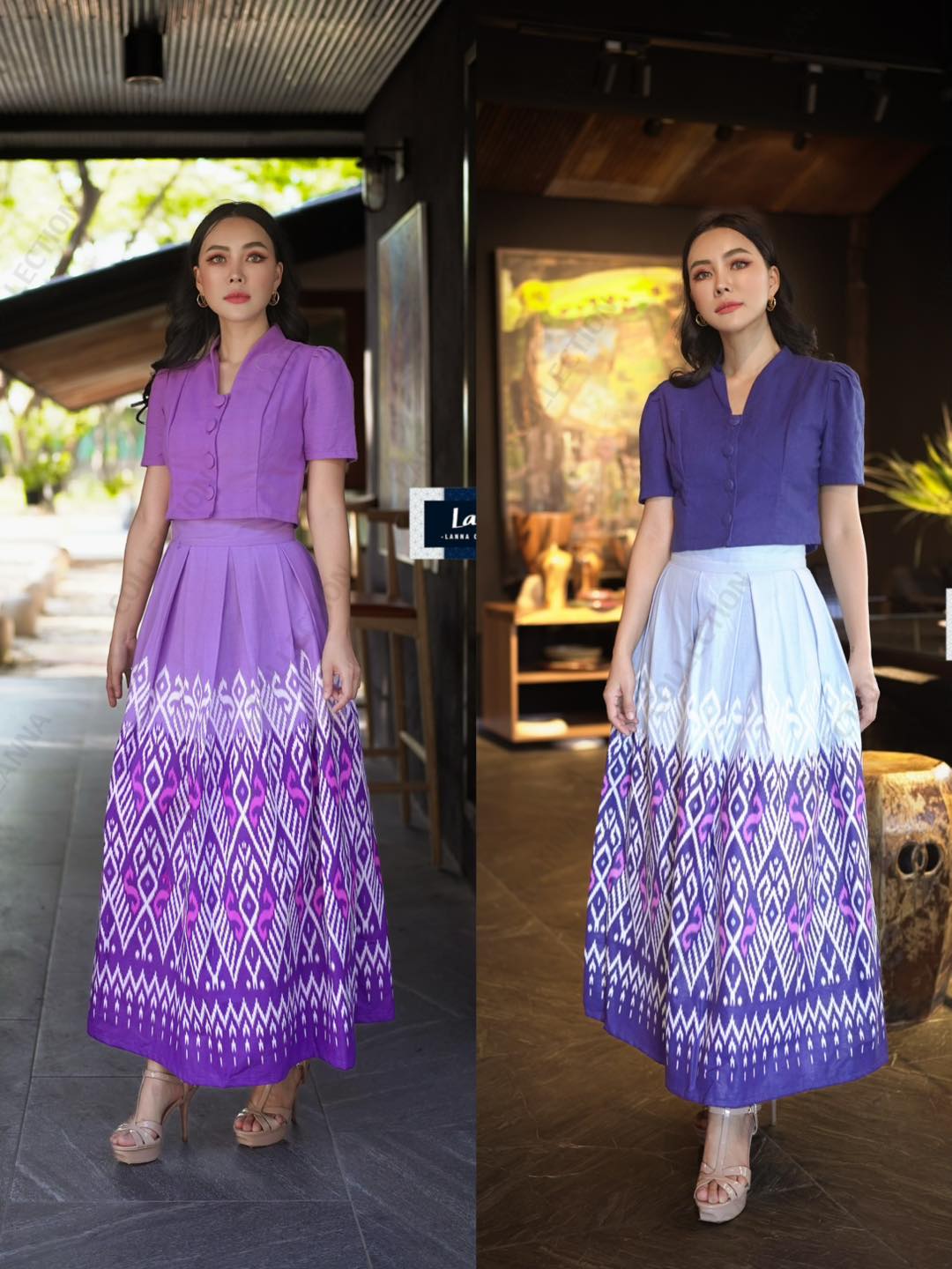 Lada - เซ็ทคอปีนกระโปรงลายใหม่สีสวยมาก โทนสีซอฟๆ หวานๆ เป็นคุณผู้หญิง ...