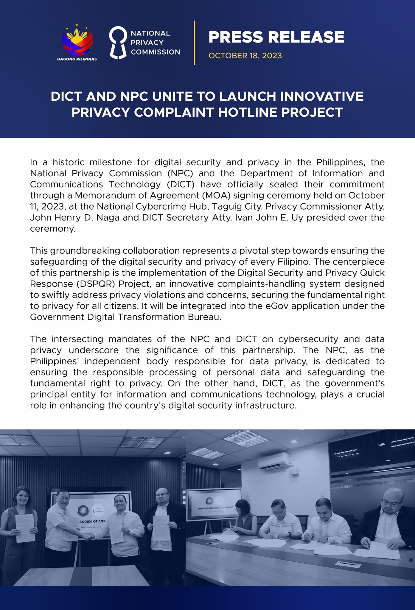 𝐏𝐑𝐄𝐒𝐒 𝐑𝐄𝐋𝐄𝐀𝐒𝐄 𝐃𝐈𝐂𝐓 𝐚𝐧𝐝 𝐍𝐏𝐂 𝐔𝐧𝐢𝐭𝐞 𝐭𝐨 𝐋𝐚𝐮𝐧𝐜𝐡 𝐈𝐧𝐧𝐨𝐯𝐚𝐭𝐢𝐯𝐞 𝐏𝐫𝐢𝐯𝐚𝐜𝐲 𝐂𝐨𝐦𝐩𝐥𝐚𝐢𝐧𝐭 ...