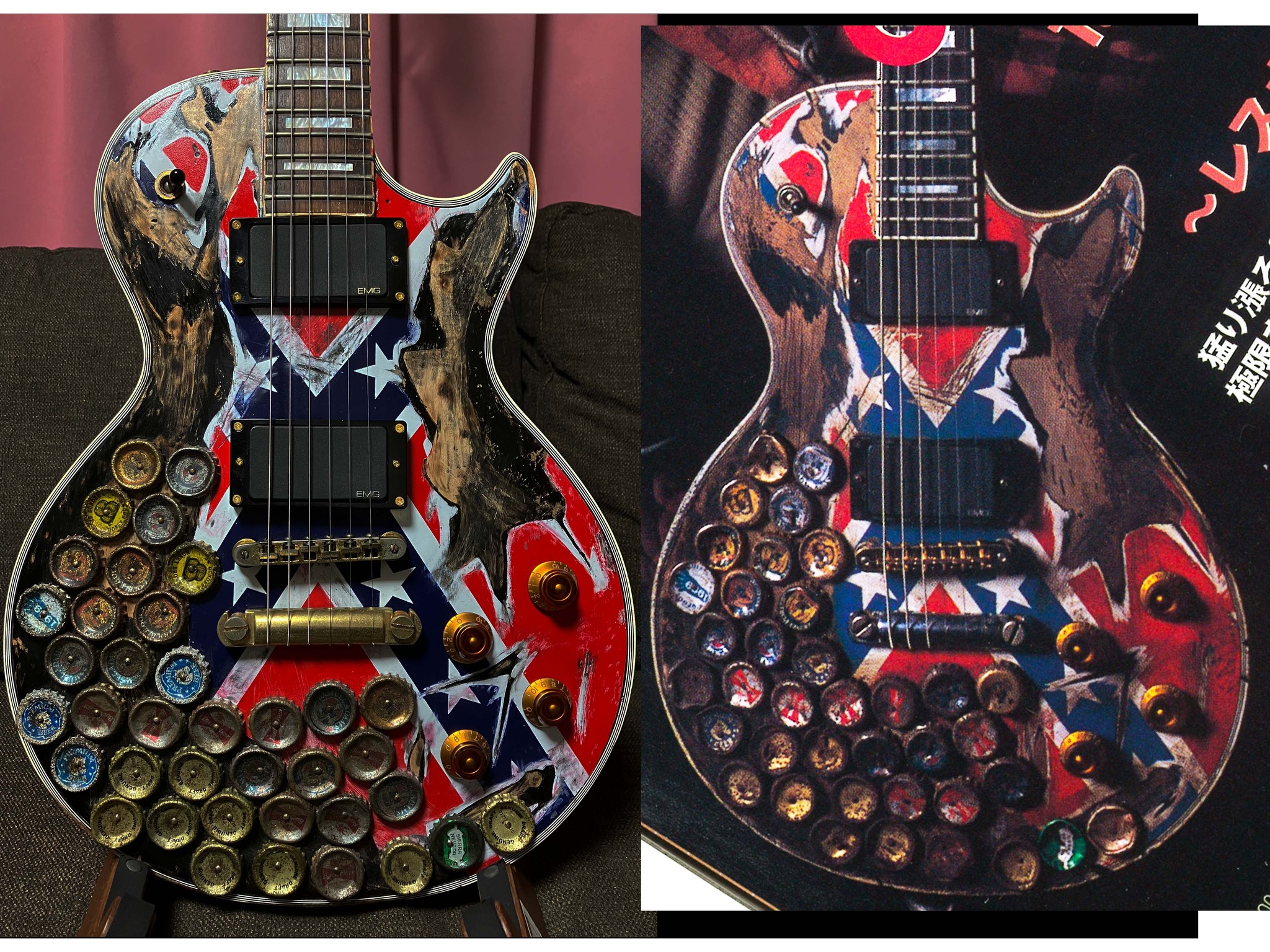 Homemade Orville Zakk Wylde Rebel Flag Guitar Replica