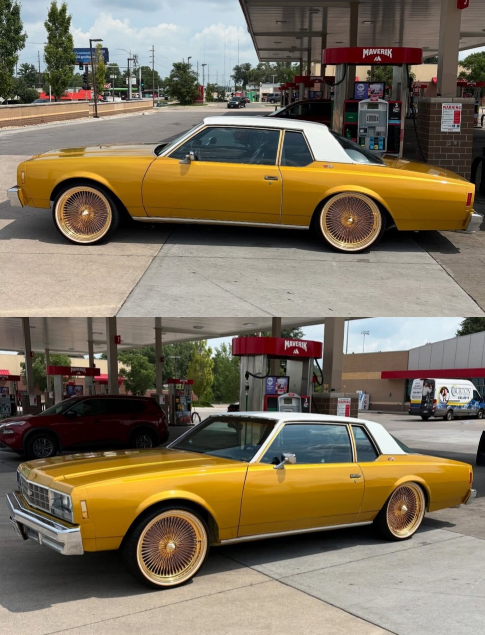 2 door slime green box chevy on 26 inch chrome spokes