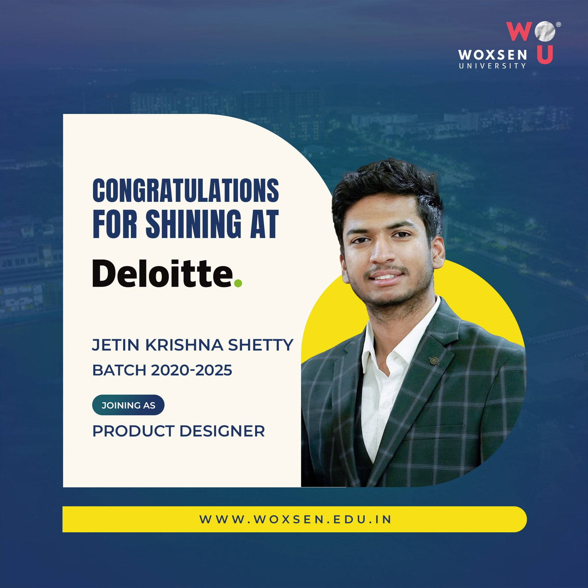 Woxsen - Congratulations to Jetin Krishna Shetty, BDes. 2020-2025 Batch ...