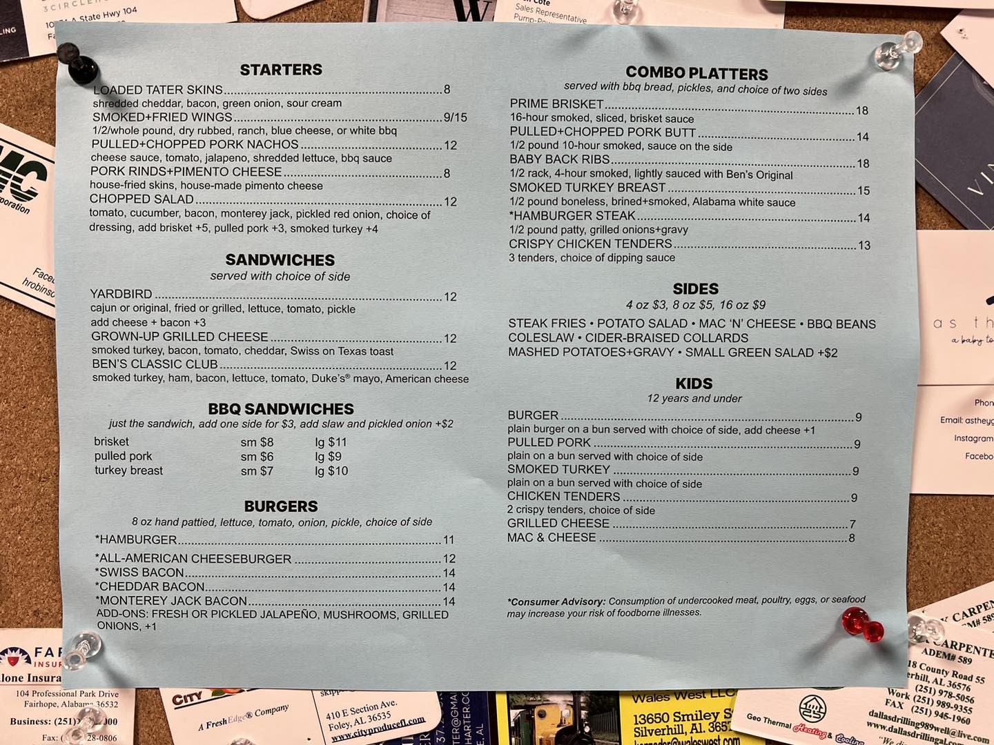 Ben's Bar-B-Q - We’ve had lots of requests for our menu,... | Facebook