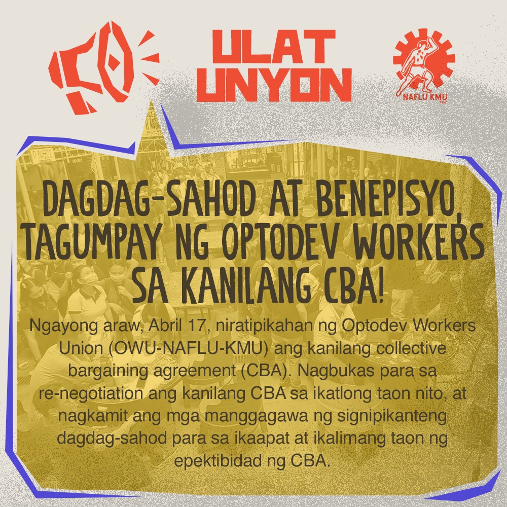 NAFLU KMU - DAGDAG-SAHOD AT BENEPISYO, TAGUMPAY NG OPTODEV... | Facebook