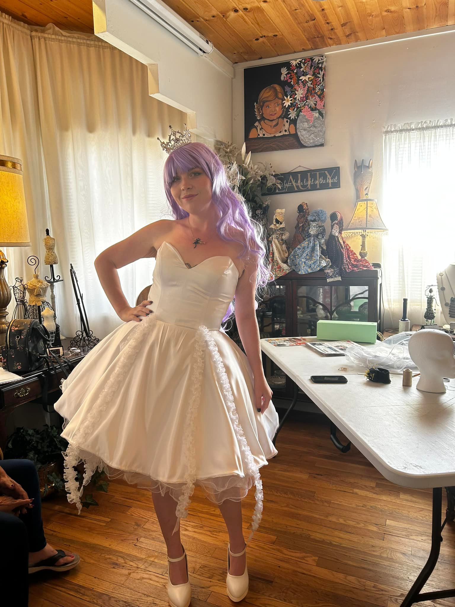 open lace back dress Princess Jellyfish Bud Oversized Rose Tulle Floor-Length Wedding Dress  P2996