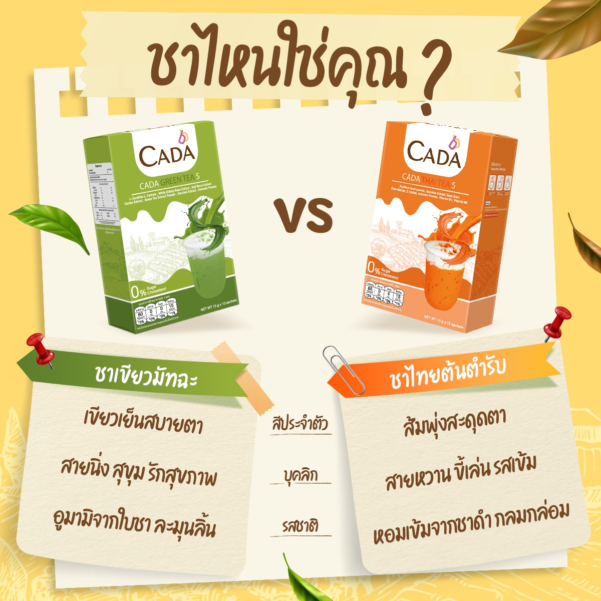 ชาไหน... ใช่คุณ? 🍵🧋... - CADA Thailand กาแฟเพื่อสุขภาพ | Facebook