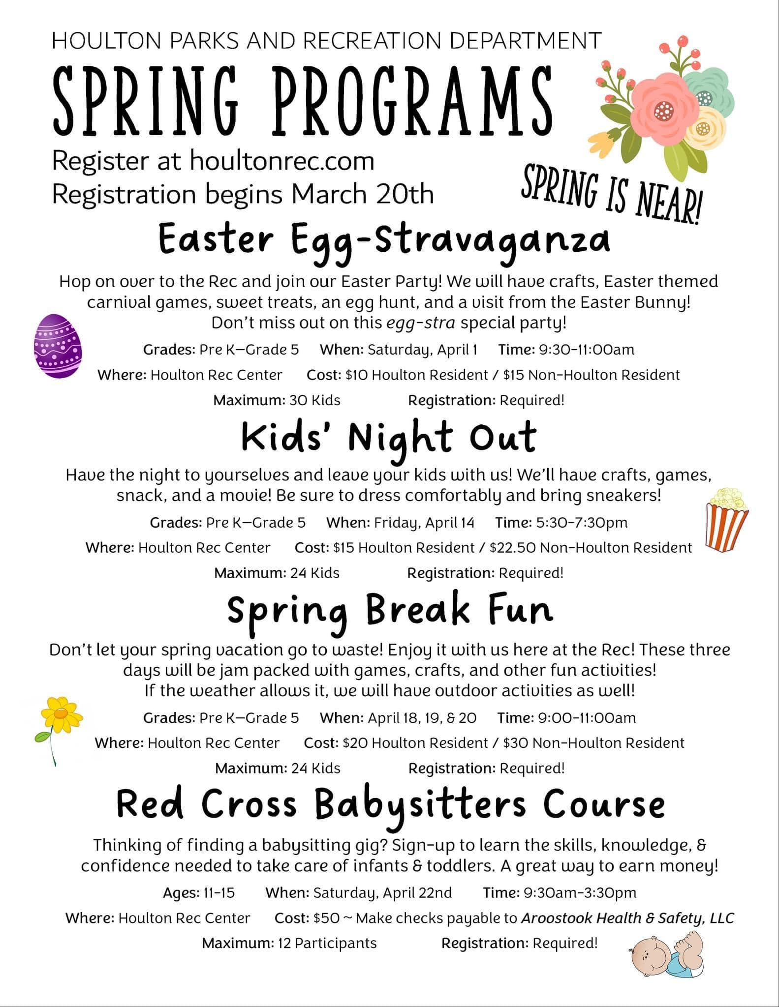 Our Spring Programs Flyer... - Houlton Recreation Department