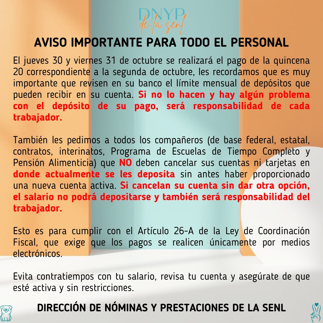 DNYP de la SENL - Aviso importante para todo el personal... | Facebook